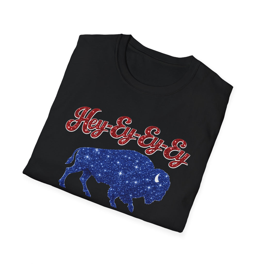 Hey Ey Ey Ey Buffalo T-Shirt | Blue Buffalo Silhouette, Retro Script