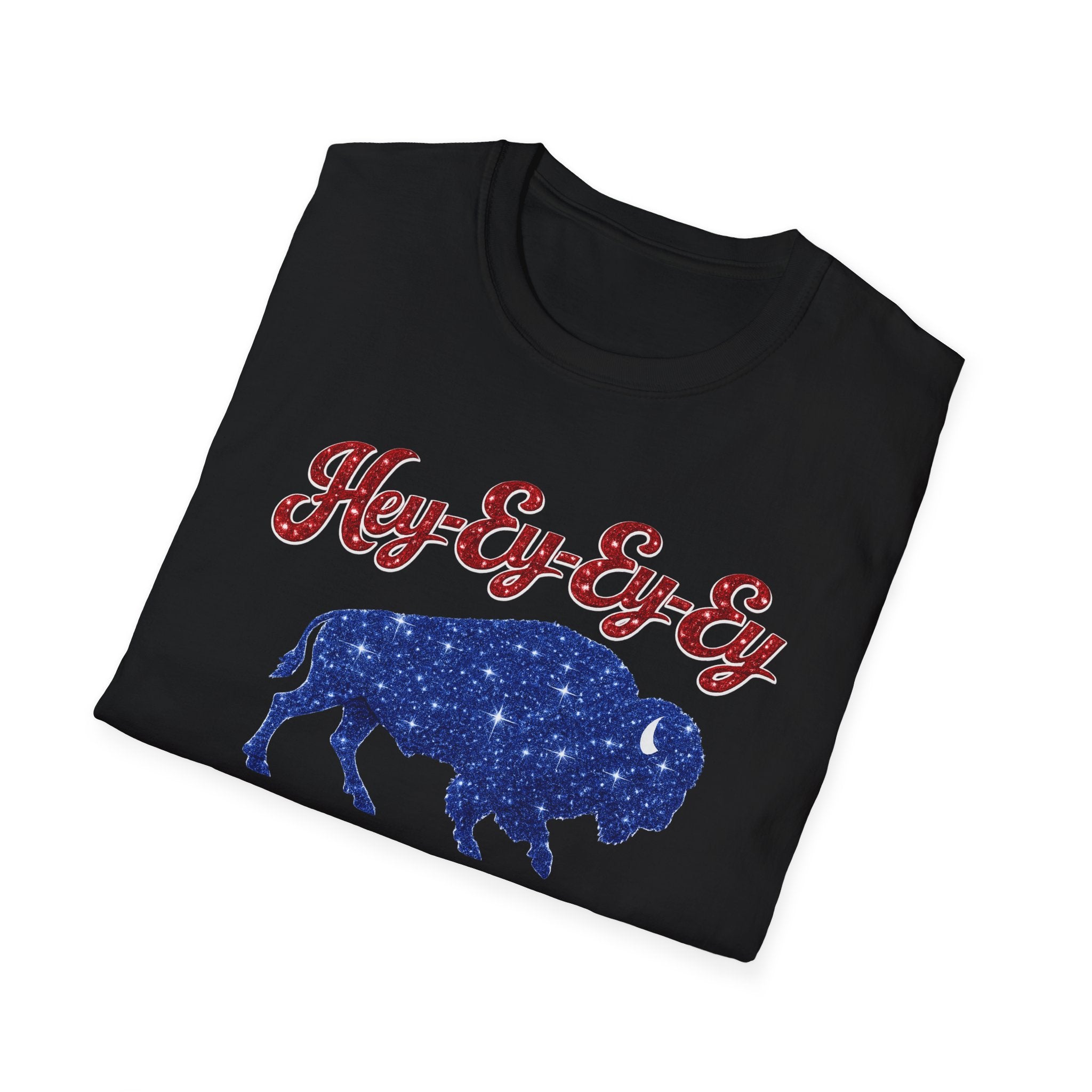 Hey Ey Ey Ey Buffalo T-Shirt | Blue Buffalo Silhouette, Retro Script