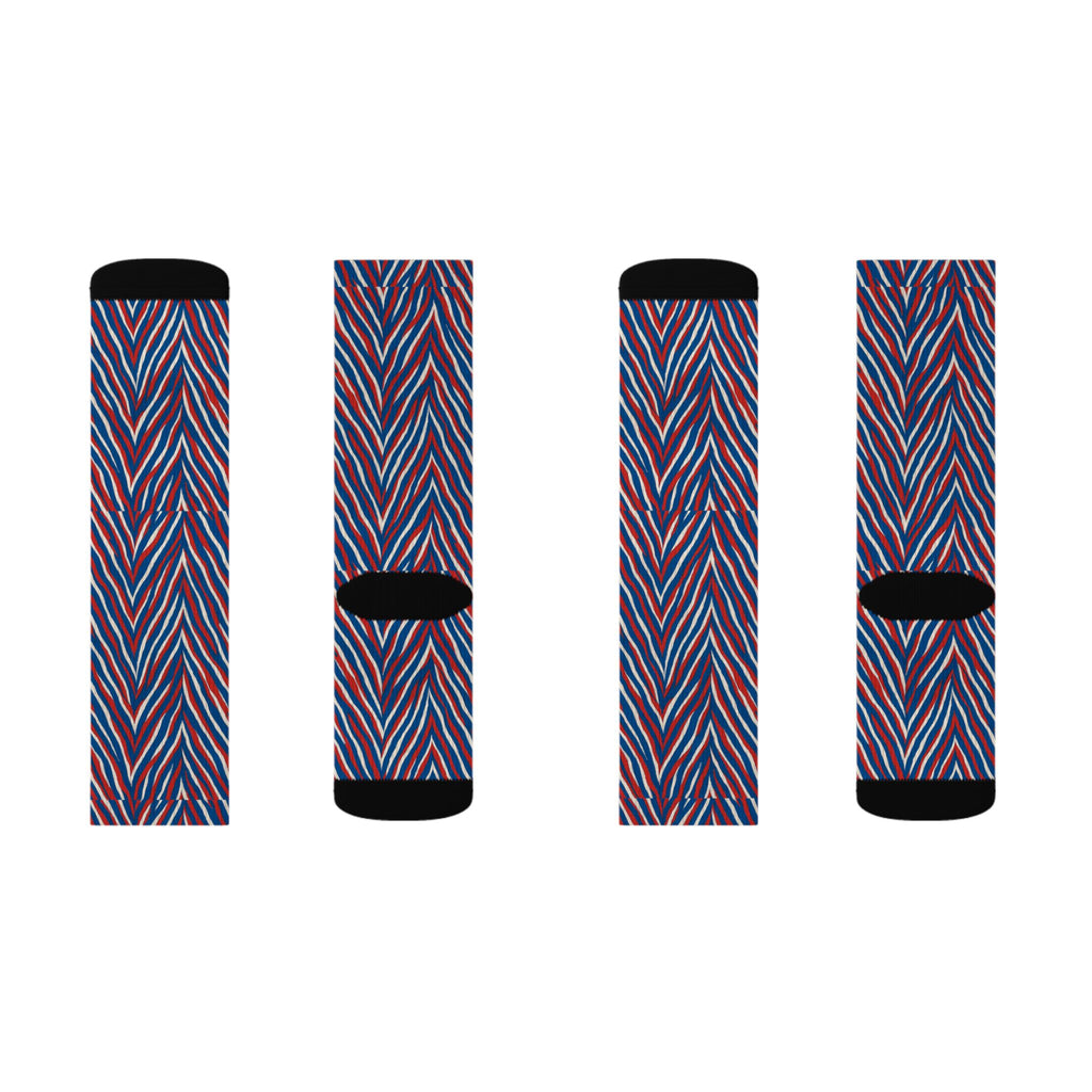 Red White Blue Chevron Pattern Socks | Sublimation Socks