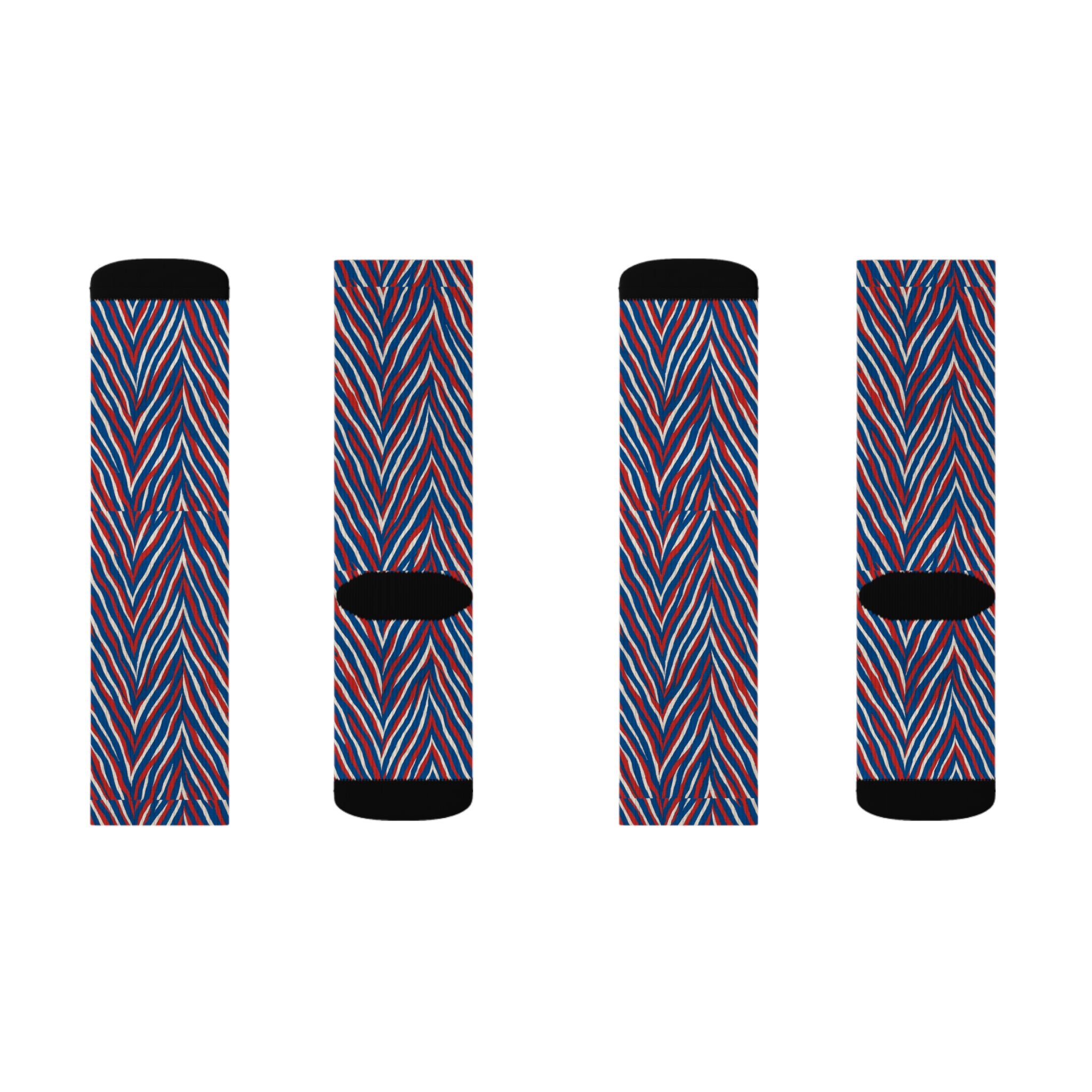 Red White Blue Chevron Pattern Socks | Sublimation Socks