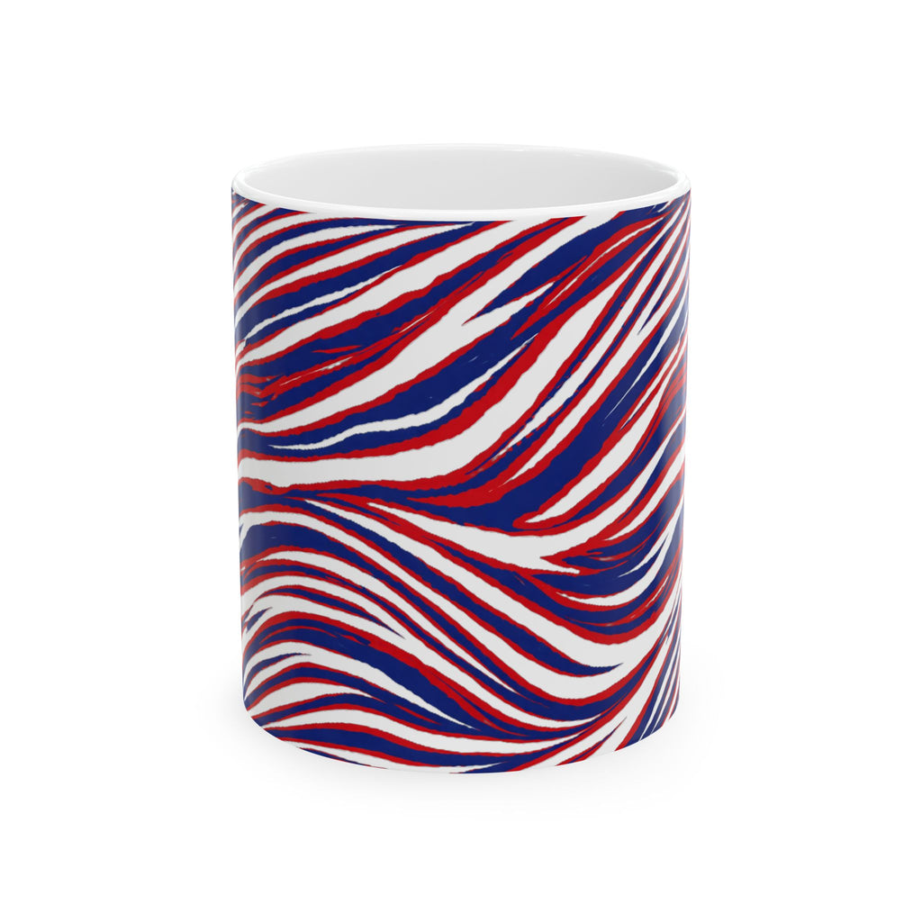 Buffalo Red White Blue Abstract Wave Mug | Ceramic Coffee Mug
