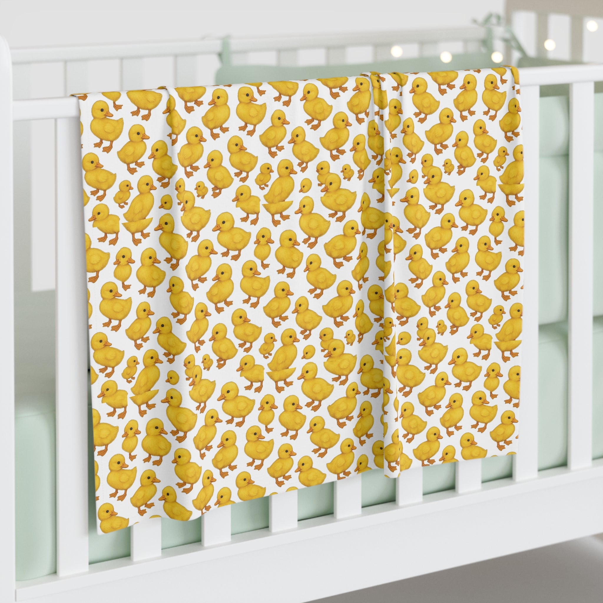 Yellow Duck Pattern Baby Swaddle Blanket | Cute Duckling Print