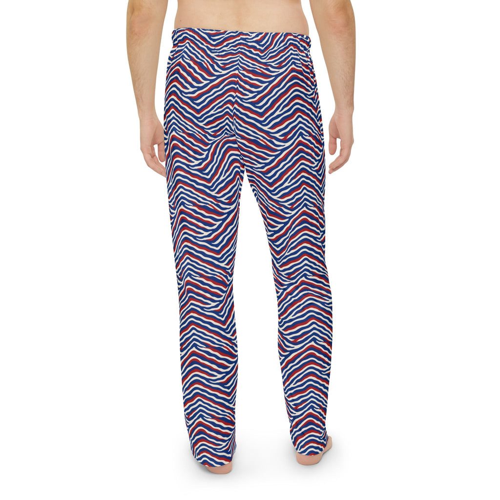 Wavy Red White Blue  Stripe Pajama Pants