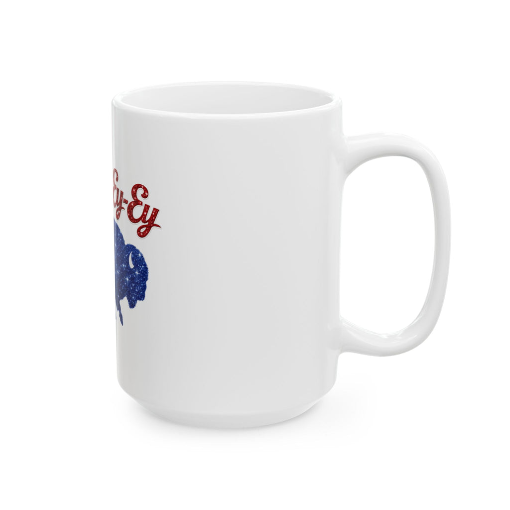 Hey-Ey-Ey-Ey Buffalo Design Mug | Starry Blue Bison Ceramic Mug