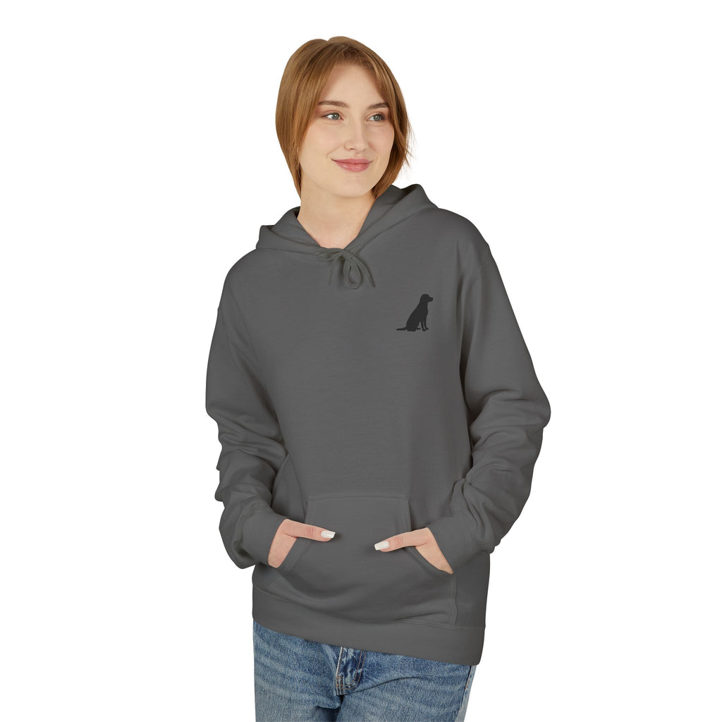 Sitting Labrador Dog Hoodie | Minimal Small Dog Silhouette, White Pullover