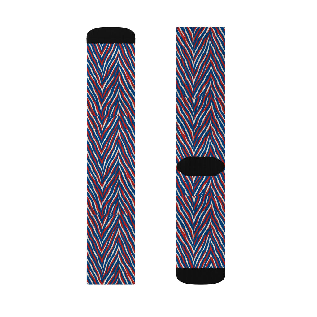Red White Blue Chevron Pattern Socks | Sublimation Socks