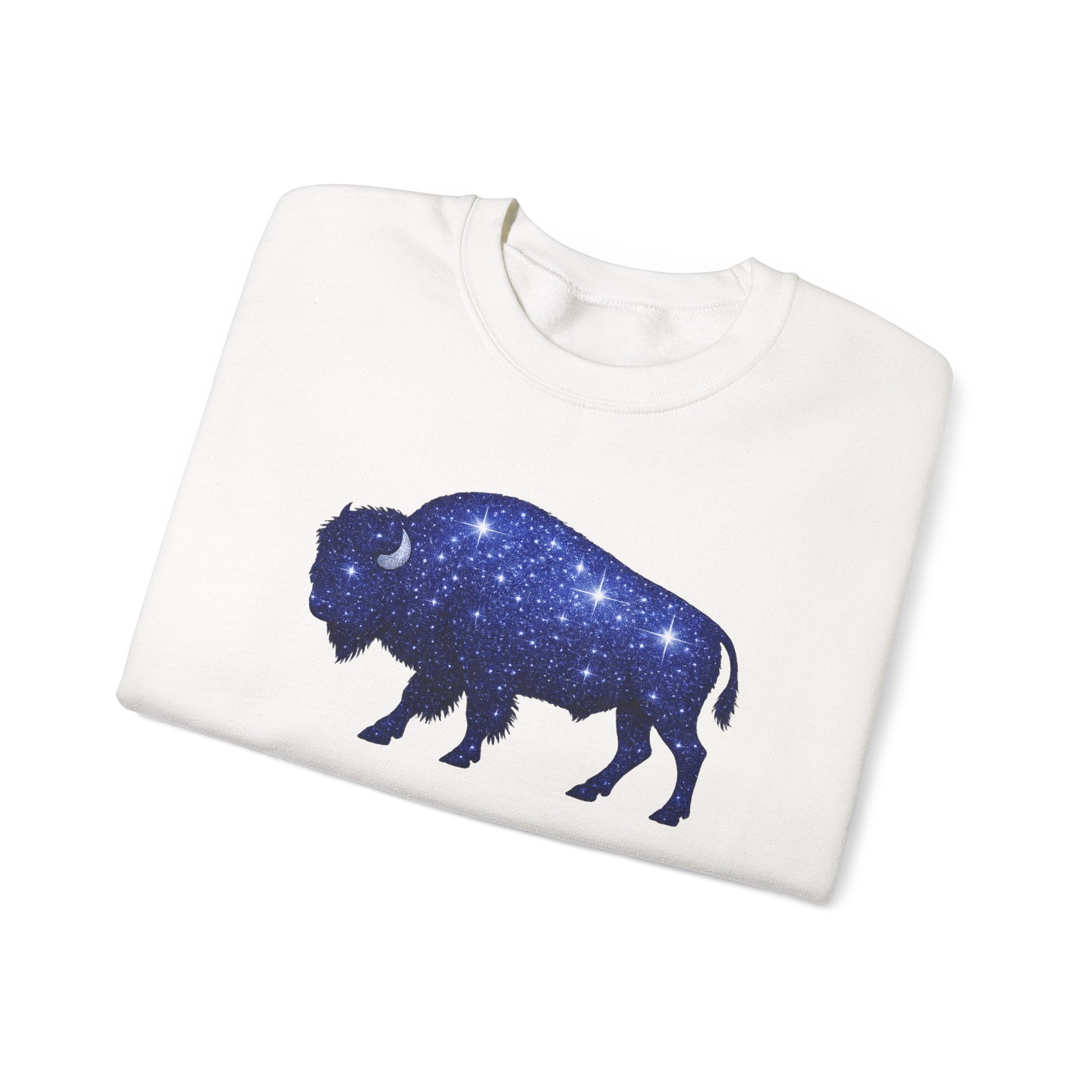 Starry Buffalo Crewneck Sweatshirt | Galaxy Bison Silhouette