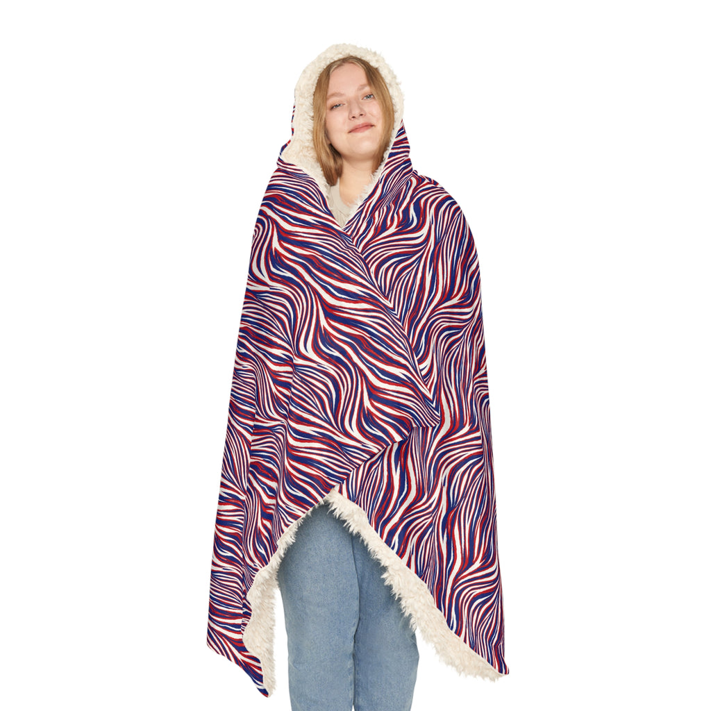 red, white and royal blue Pattern Snuggle Blanket | Hooded Cozy Throw