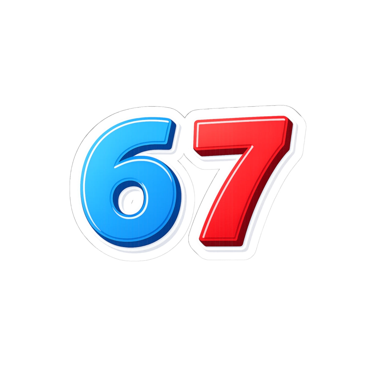67 Humor Sticker | Kiss-Cut Number Decal
