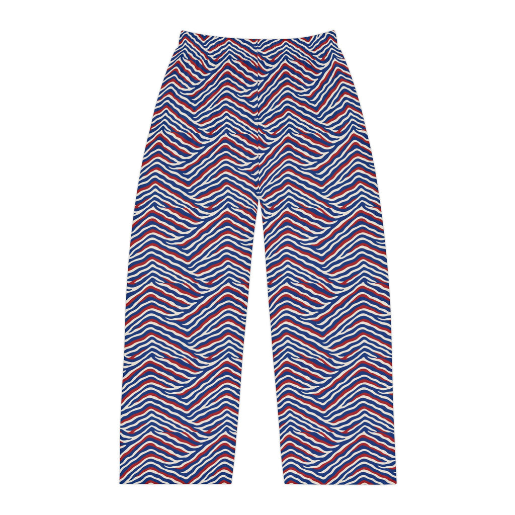 Wavy Red White Blue  Stripe Pajama Pants