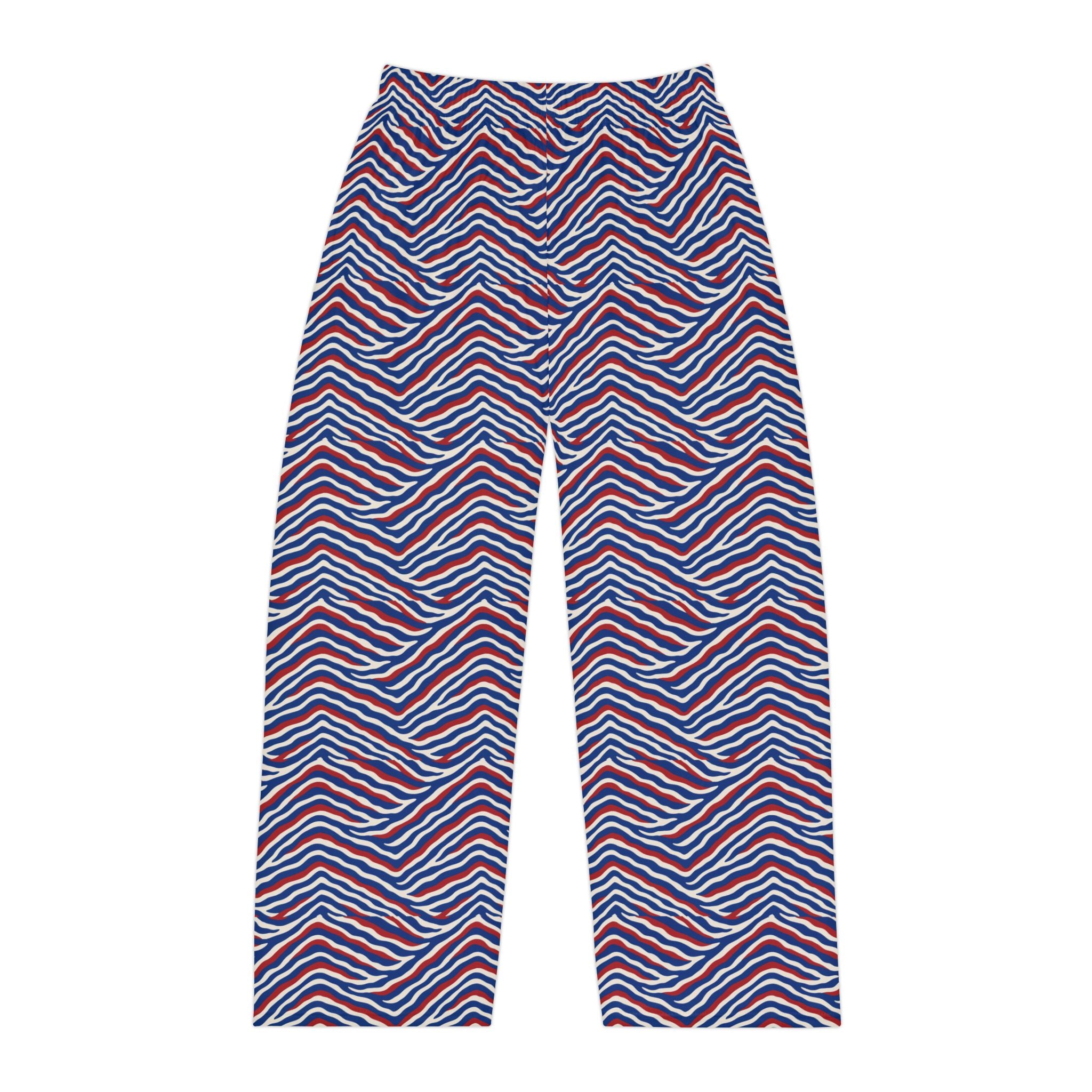 Wavy Red White Blue  Stripe Pajama Pants