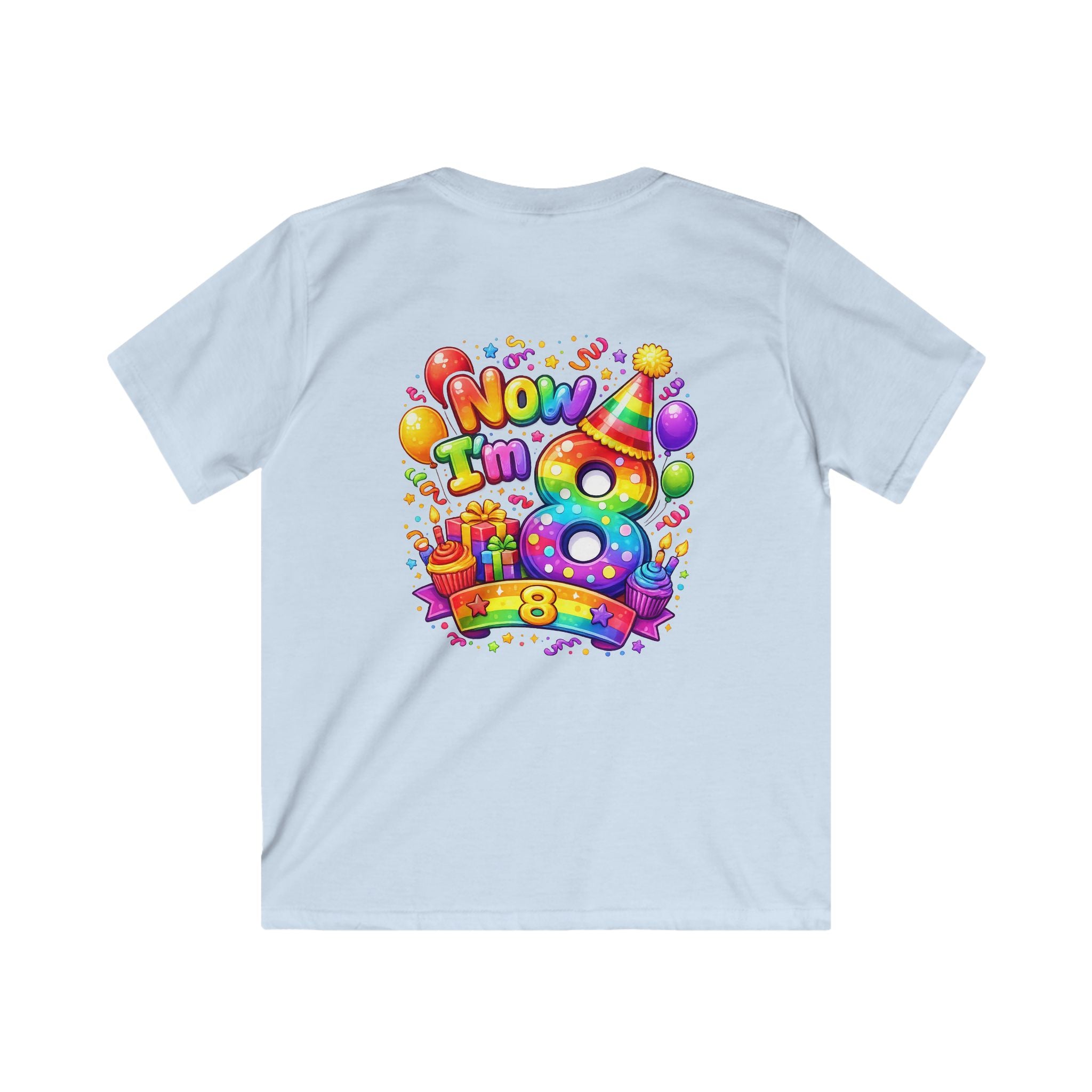 Now I'm 8 Birthday Shirt | Kids 8th Birthday Tee, Colorful Number 8 Design