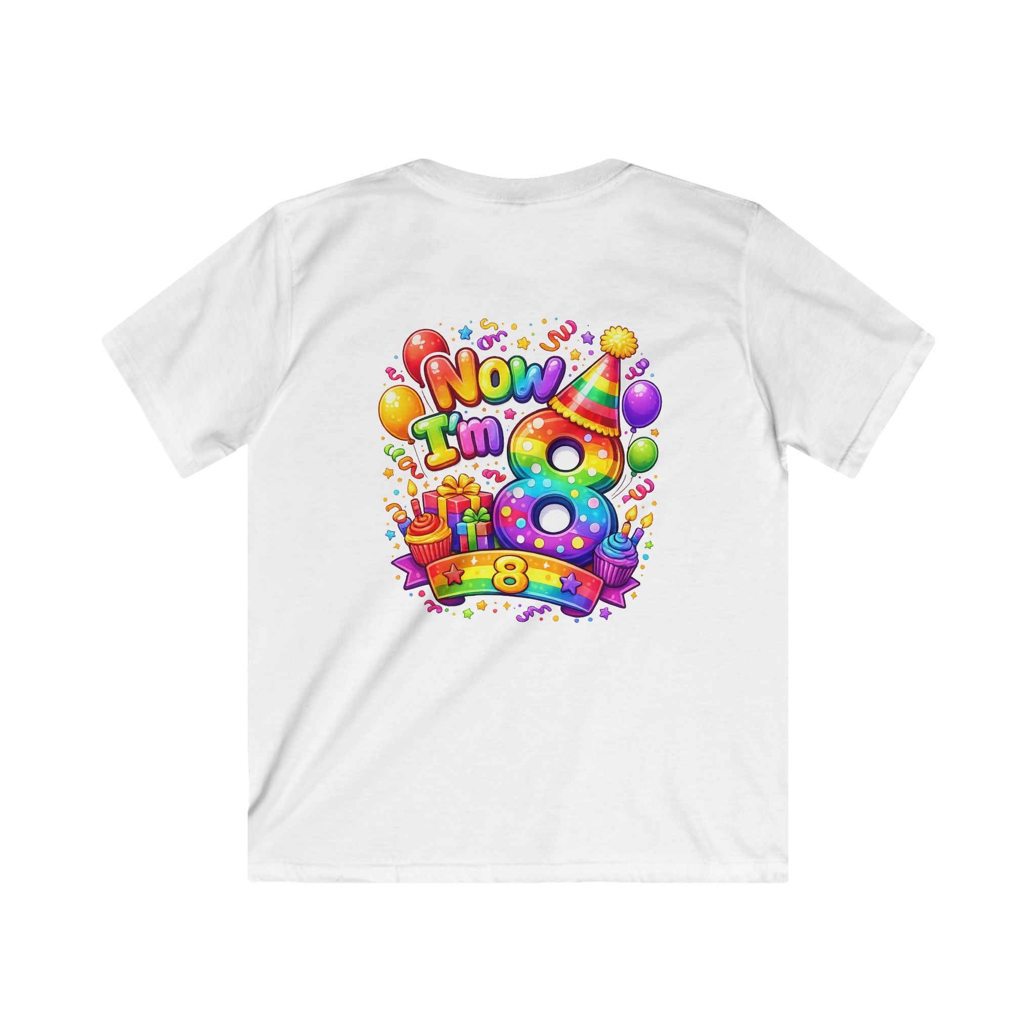 Now I'm 8 Birthday Shirt | Kids 8th Birthday Tee, Colorful Number 8 Design