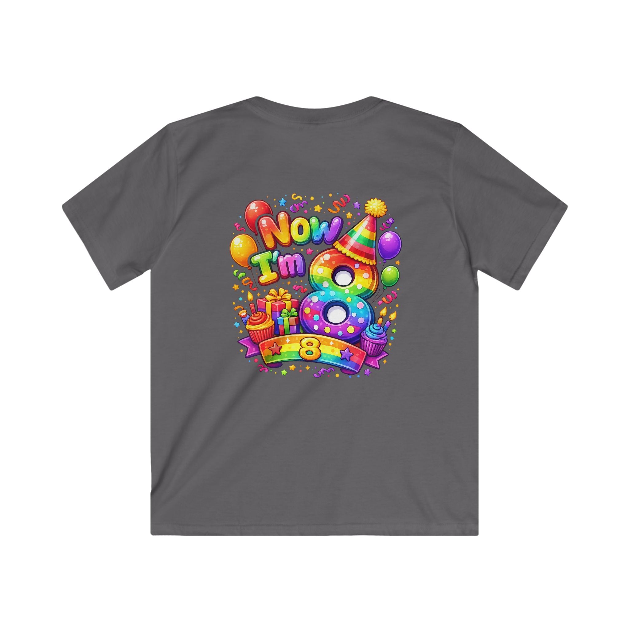 Now I'm 8 Birthday Shirt | Kids 8th Birthday Tee, Colorful Number 8 Design