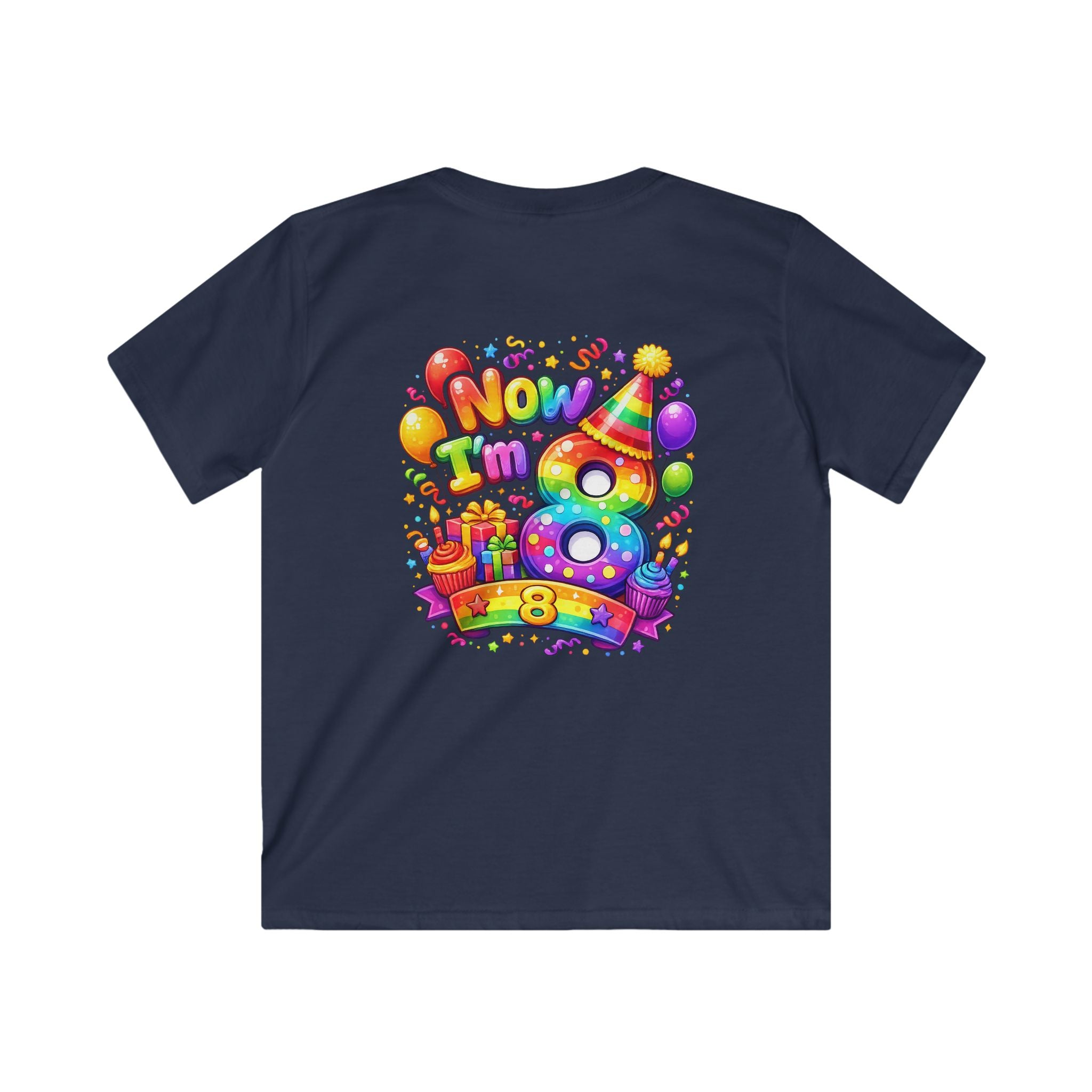 Now I'm 8 Birthday Shirt | Kids 8th Birthday Tee, Colorful Number 8 Design