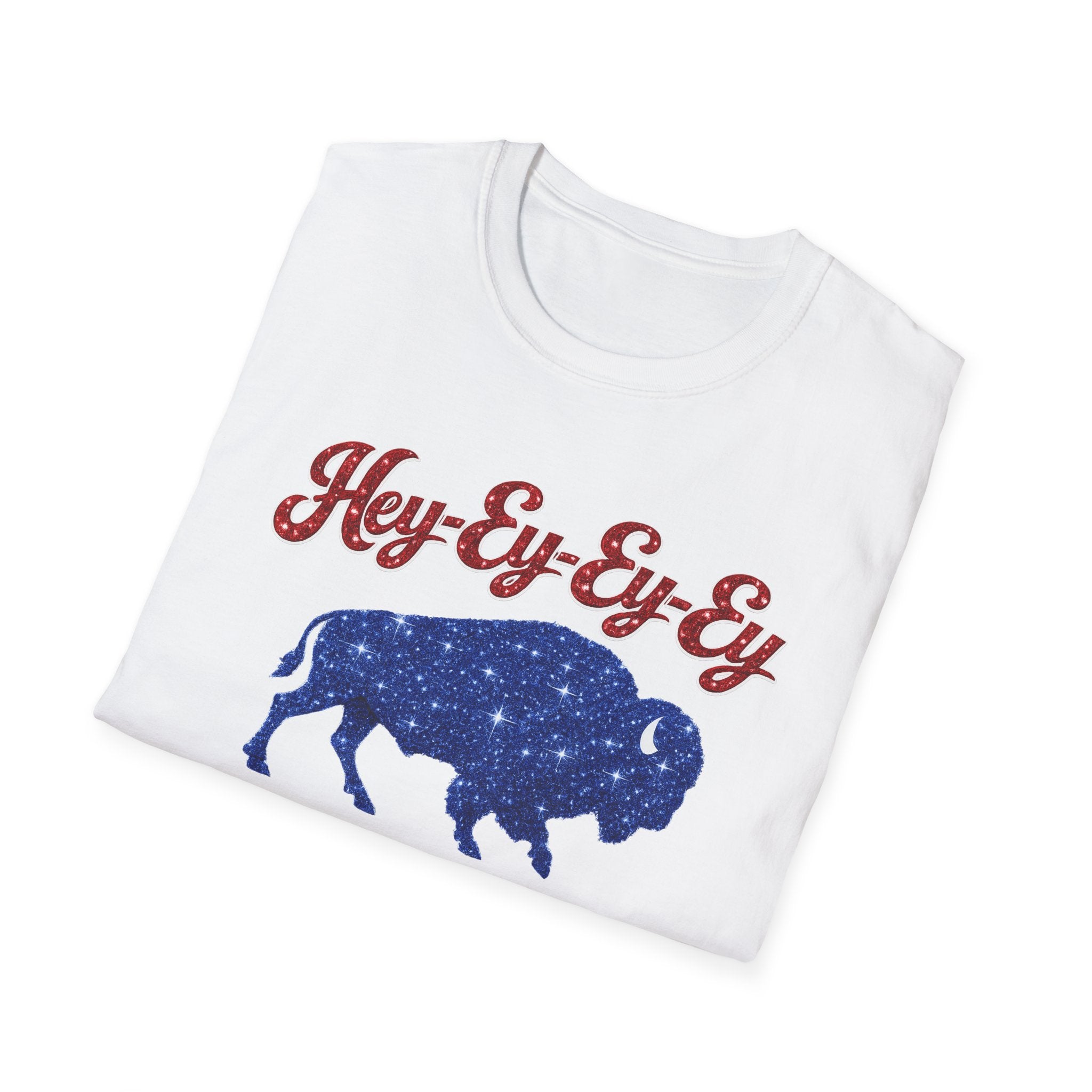 Hey Ey Ey Ey Buffalo T-Shirt | Blue Buffalo Silhouette, Retro Script