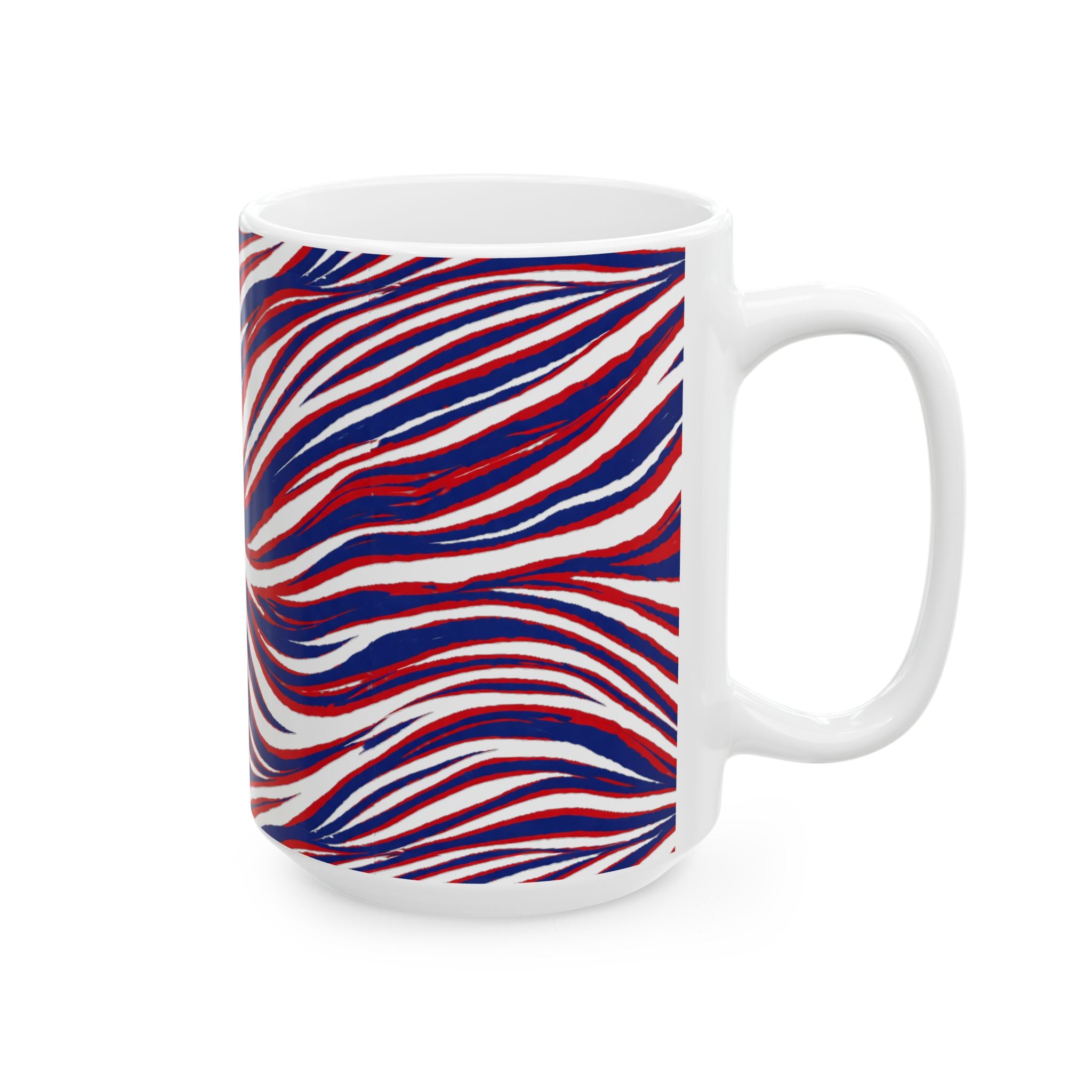 Buffalo Red White Blue Abstract Wave Mug | Ceramic Coffee Mug