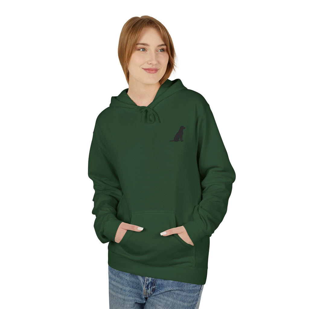 Sitting Labrador Dog Hoodie | Minimal Small Dog Silhouette, White Pullover