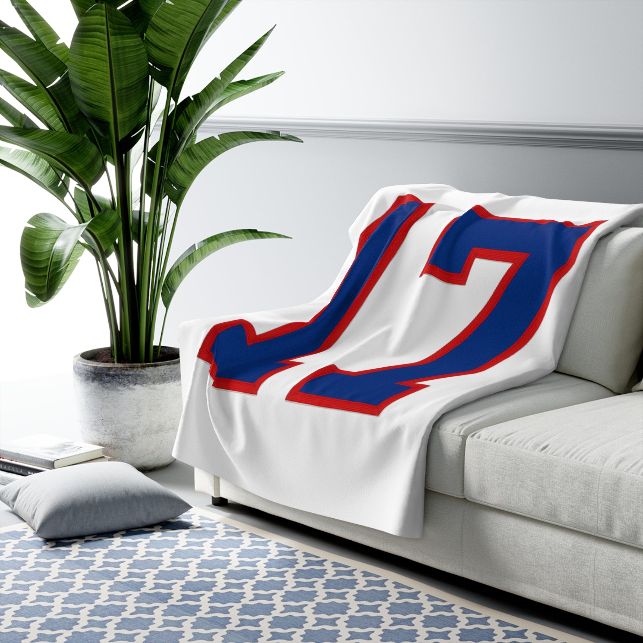 17 Sherpa Fleece Blanket | Blue Red Athletic Jersey Style