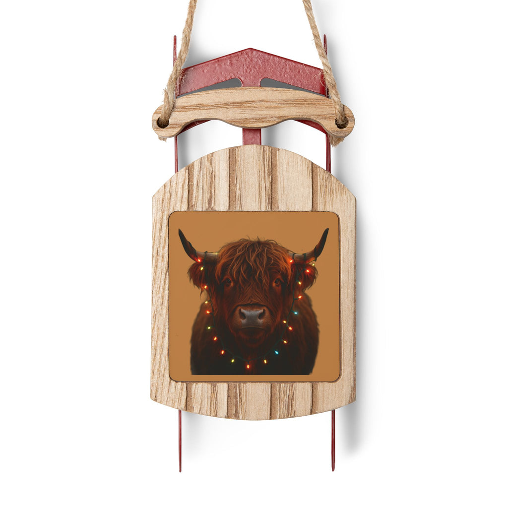 Highland Cow Sled Ornaments