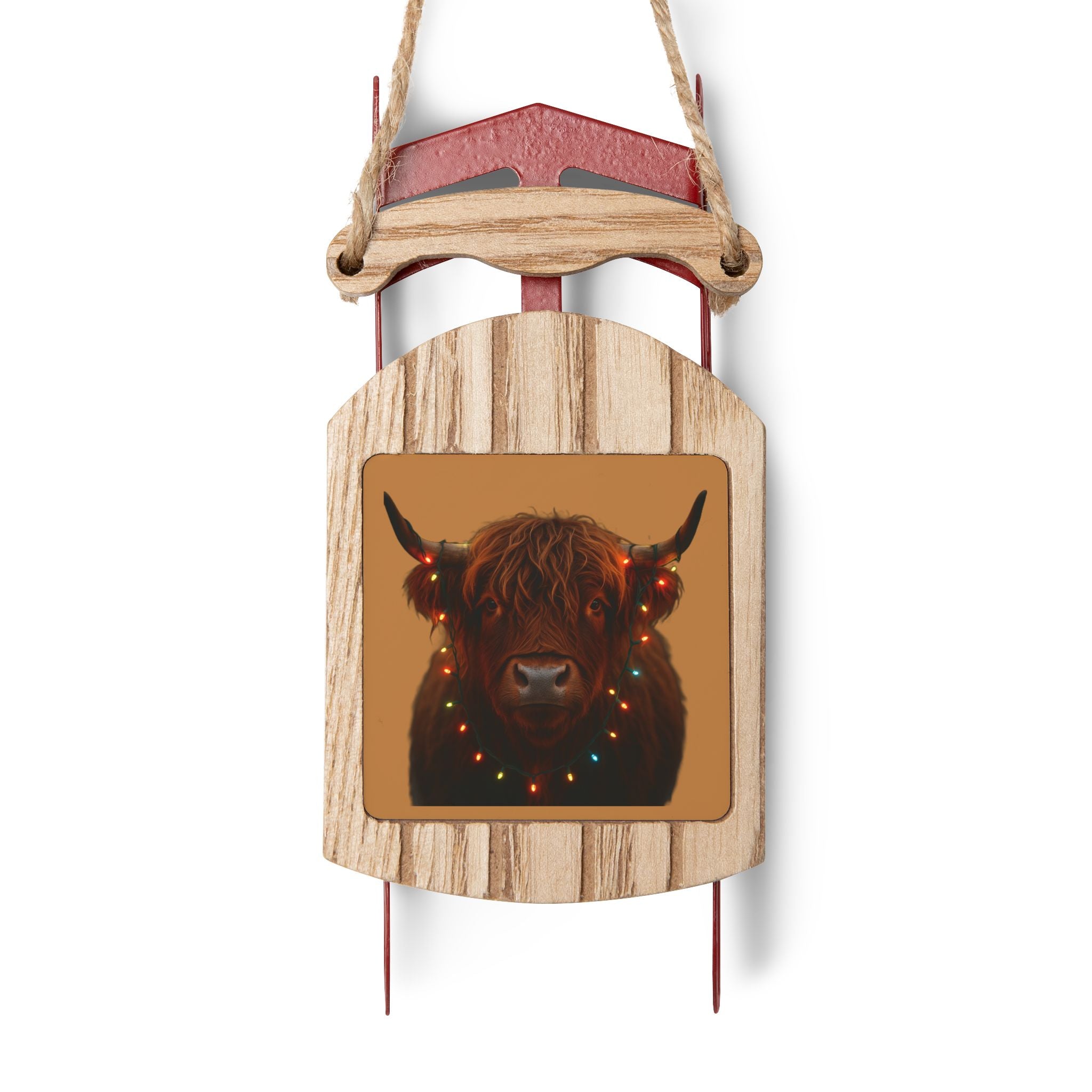 Highland Cow Sled Ornaments