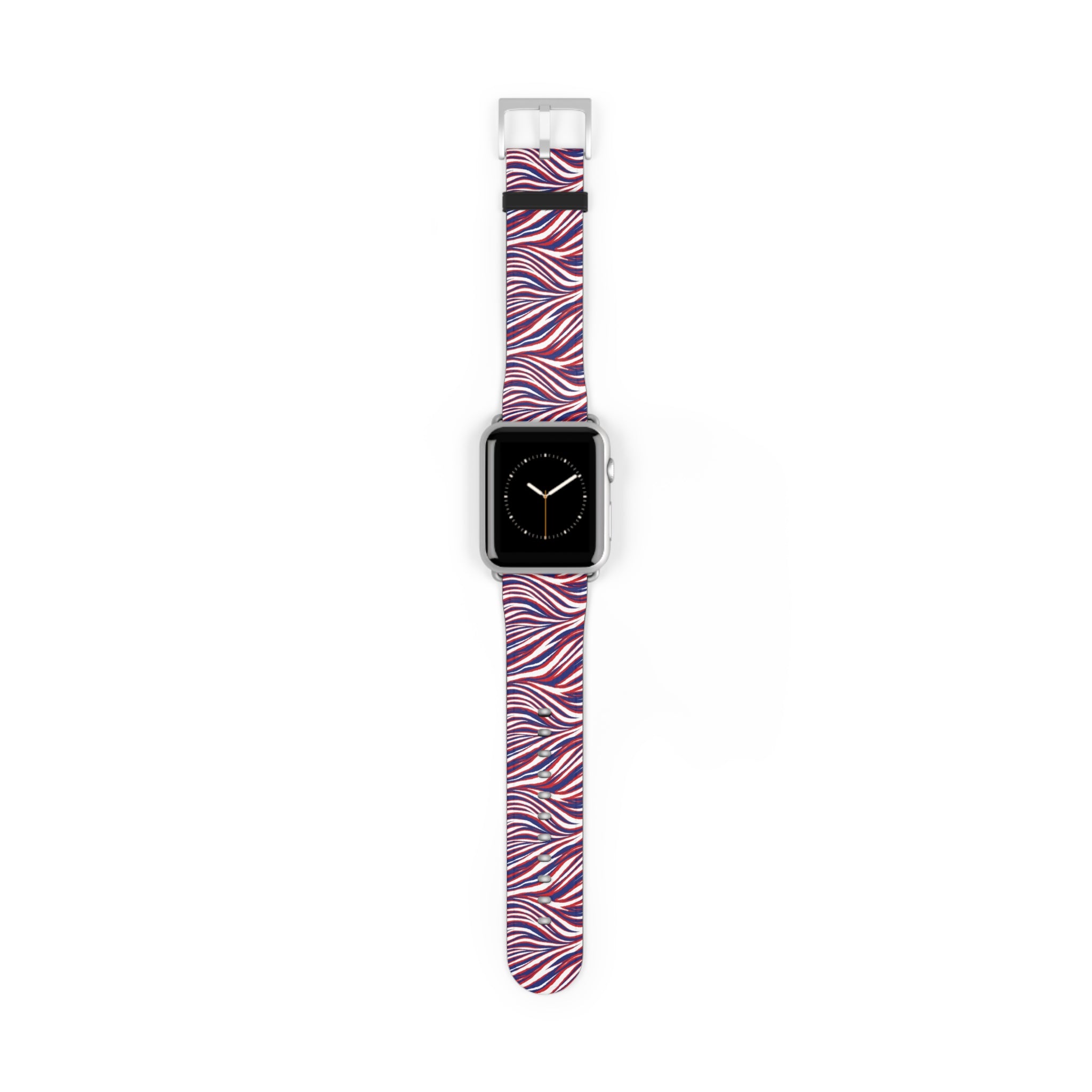 Wavy Red White Blue Pattern Watch Band — Abstract Striped Apple Watch Strap