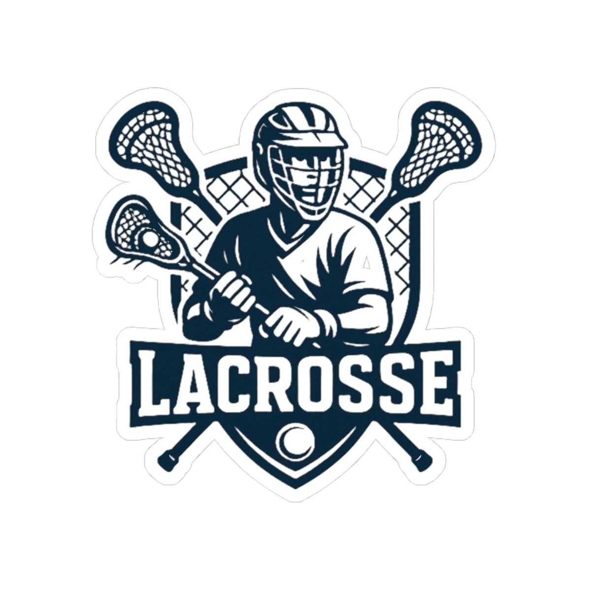Lacrosse Player Crest Kiss-Cut Stickers | Lacrosse Helmet & Sticks Decal