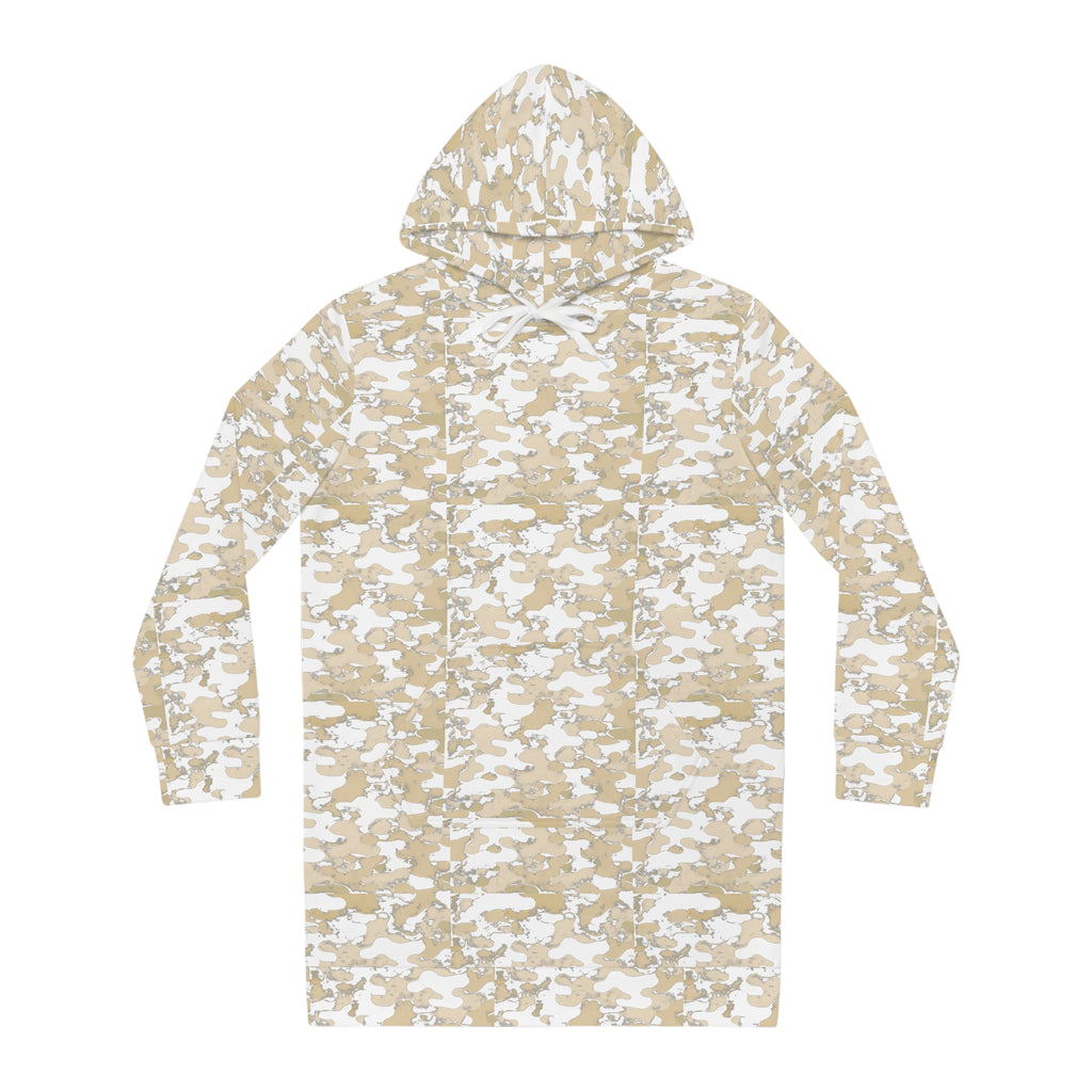 Beige Camo Hoodie Dress | All-Over Print Hooded Dress