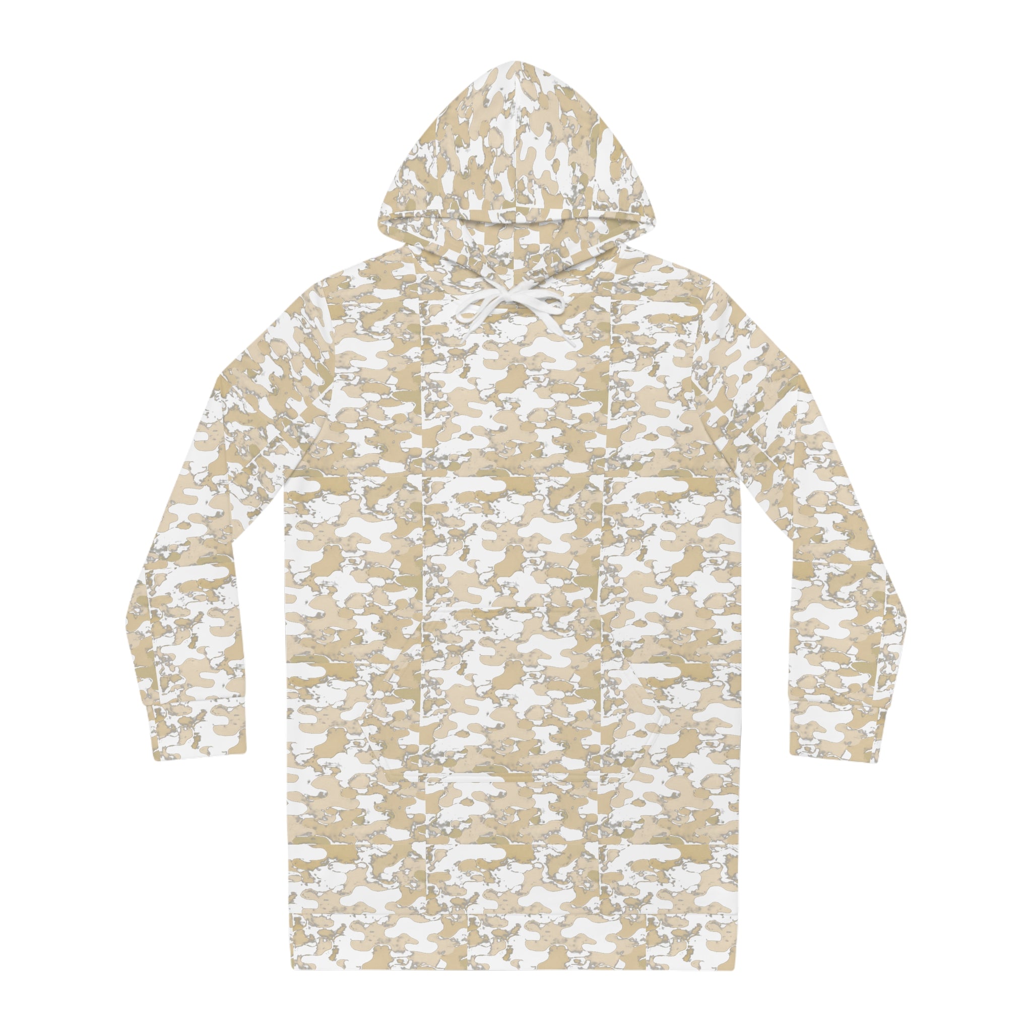 Beige Camo Hoodie Dress | All-Over Print Hooded Dress