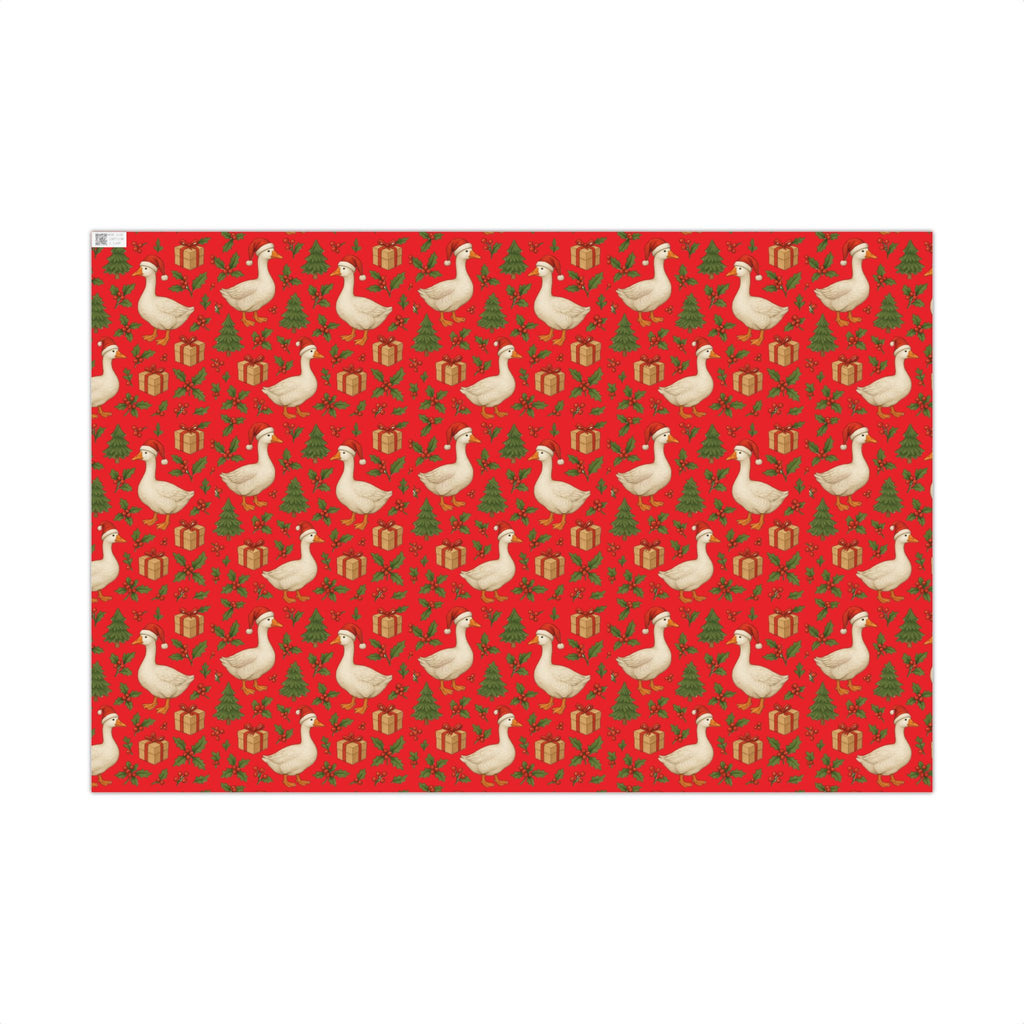Christmas Geese Gift Wrap Paper | Holiday Duck Pattern Wrapping Paper