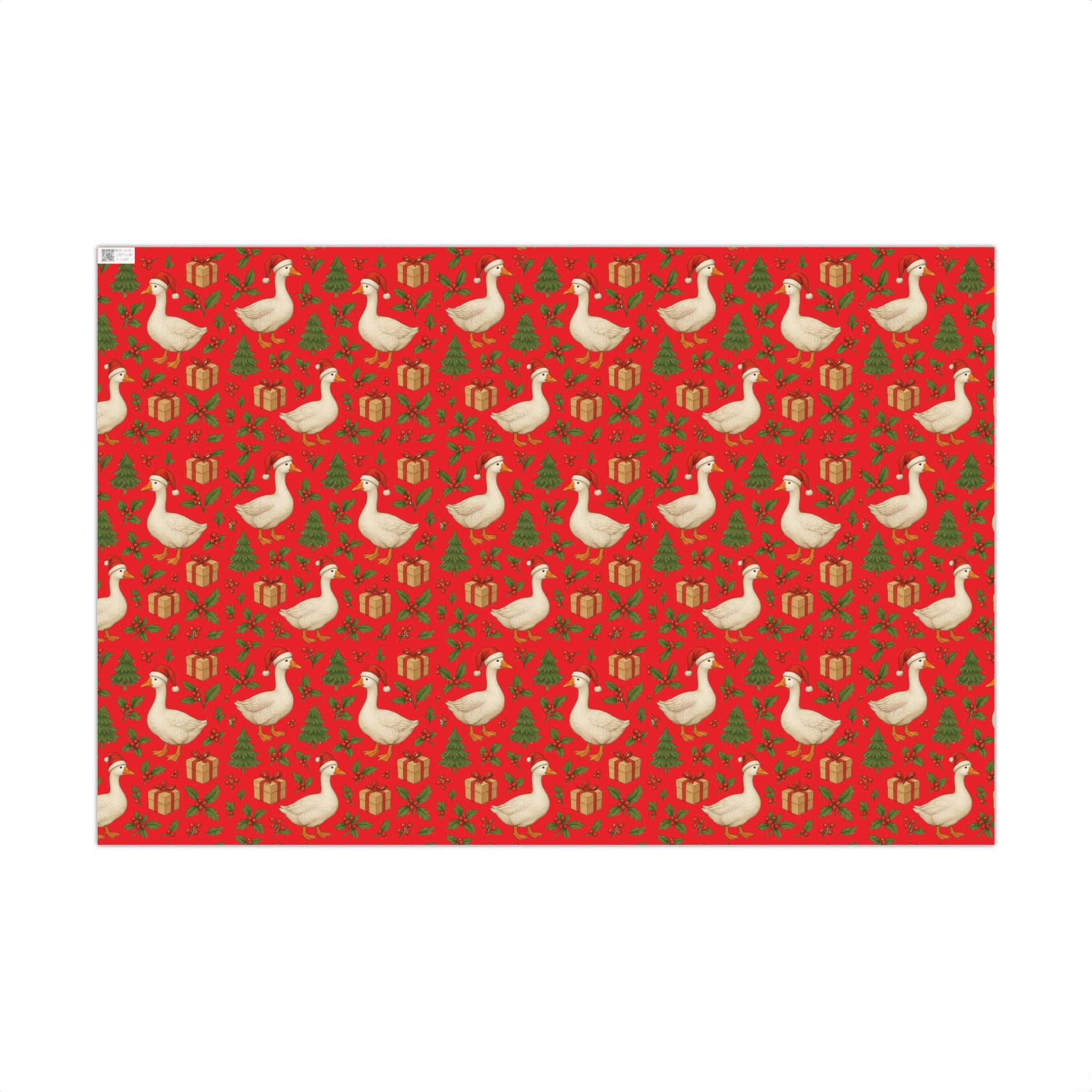 Christmas Geese Gift Wrap Paper | Holiday Duck Pattern Wrapping Paper