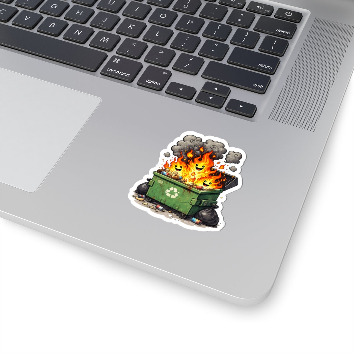 Dumpster Fire Kiss-Cut Sticker | Cute Flaming Trash Can Vinyl Sticker