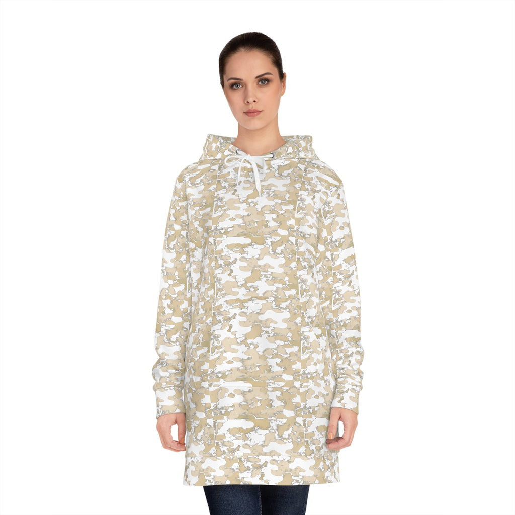 Beige Camo Hoodie Dress | All-Over Print Hooded Dress