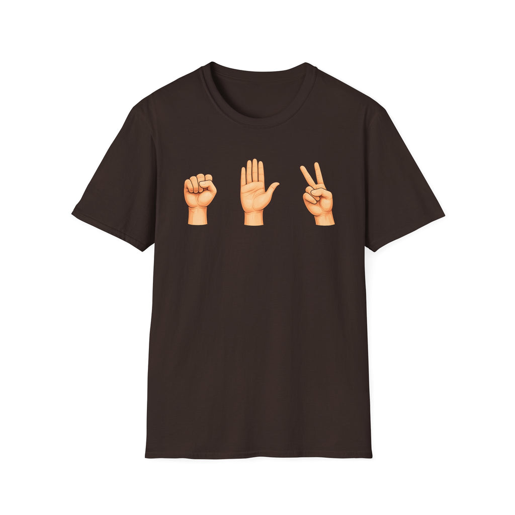 Rock Paper Scissors T-Shirt | Hand Emoji Design, Casual Tee