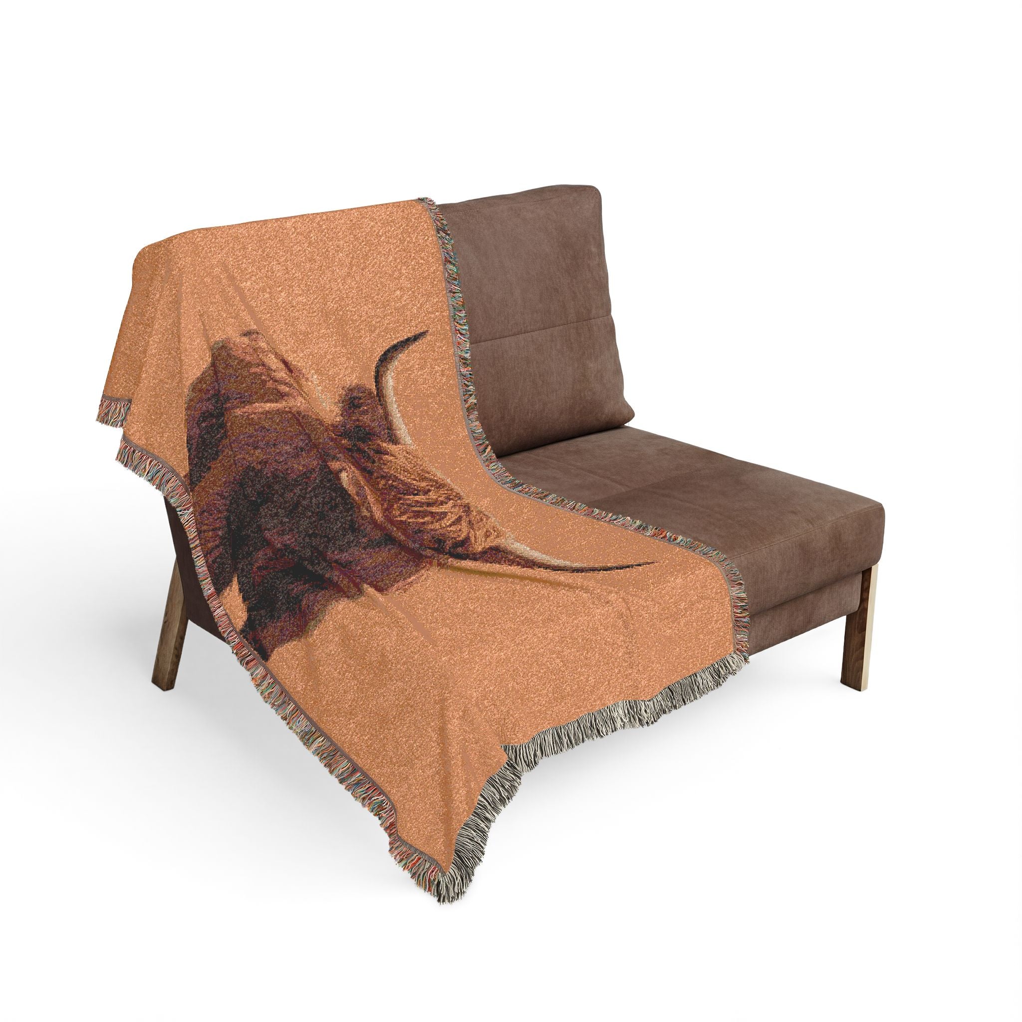 Highland Cow Woven Blanket | Scottish Cattle Throw, Rustic Farmhouse Decor