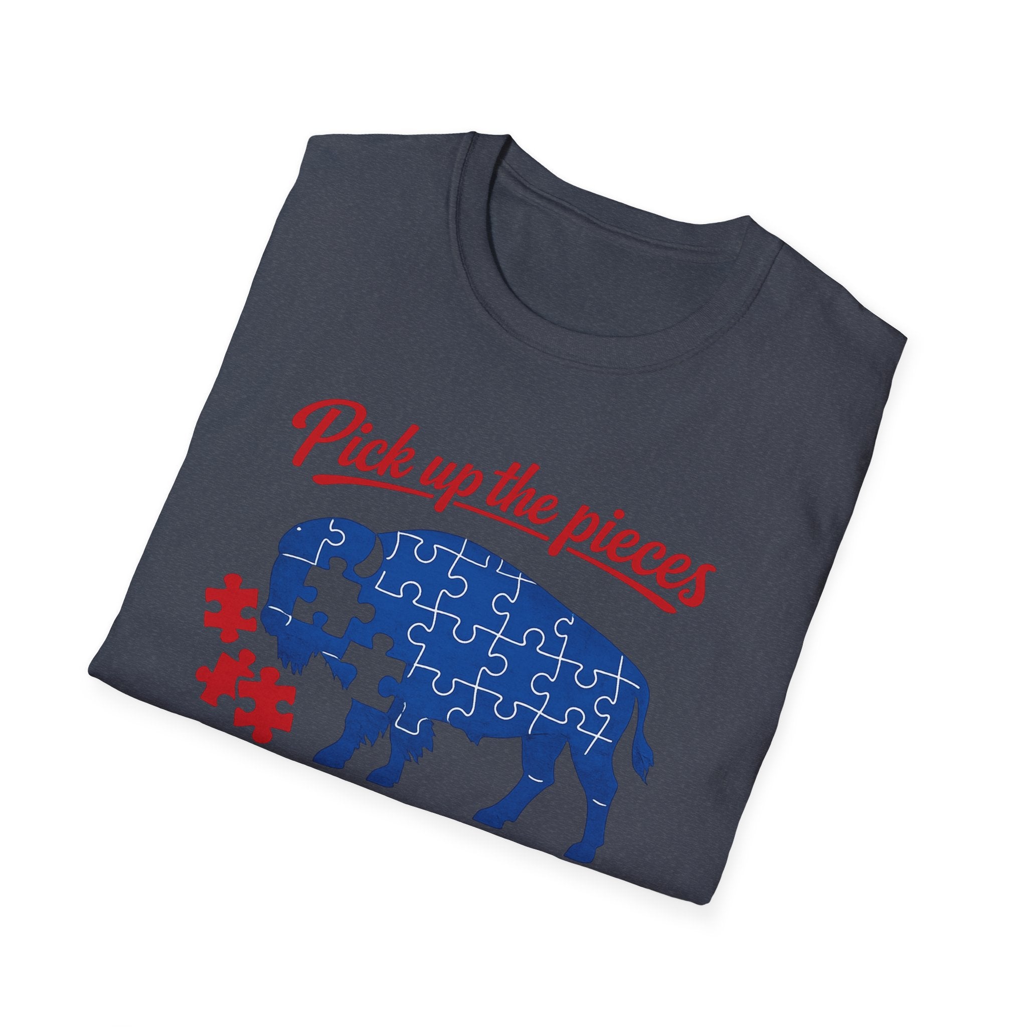 Buffalo Puzzle Piece design T-Shirt | Pick up the pieces, we put it back together again