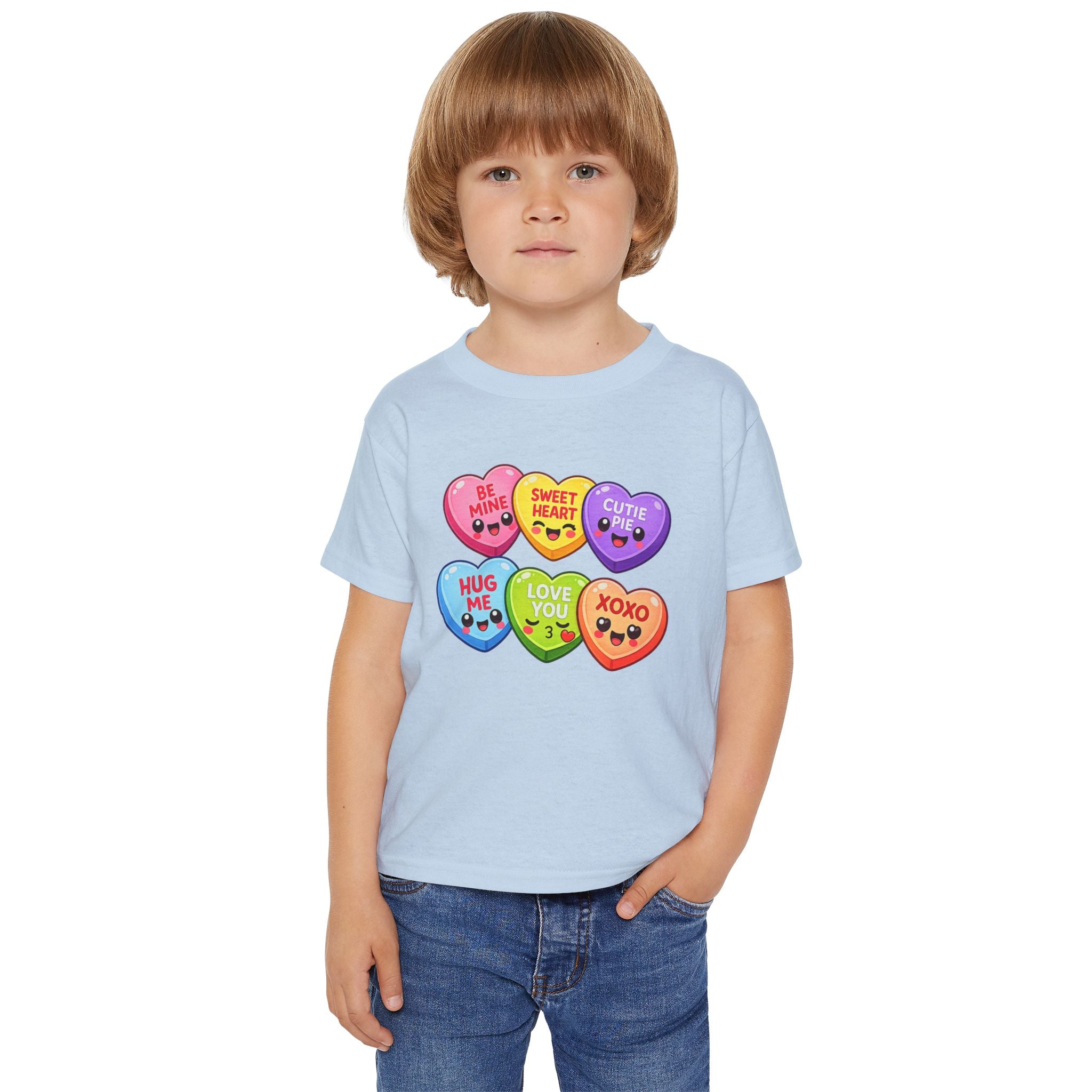 Candy Heart Characters Toddler T-shirt | Valentine Conversation Hearts Design