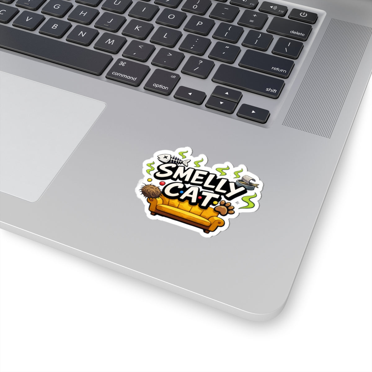 Friends Smelly Cat sticker | Kiss-cut vinyl decal, couch, paw, fishbone design