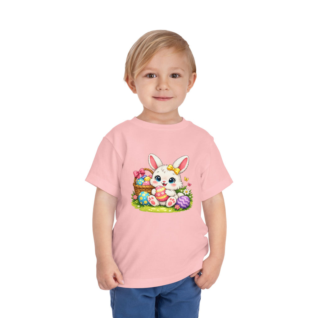 Easter Bunny Toddler Tee — Cute Baby Bunny with Easter Eggs