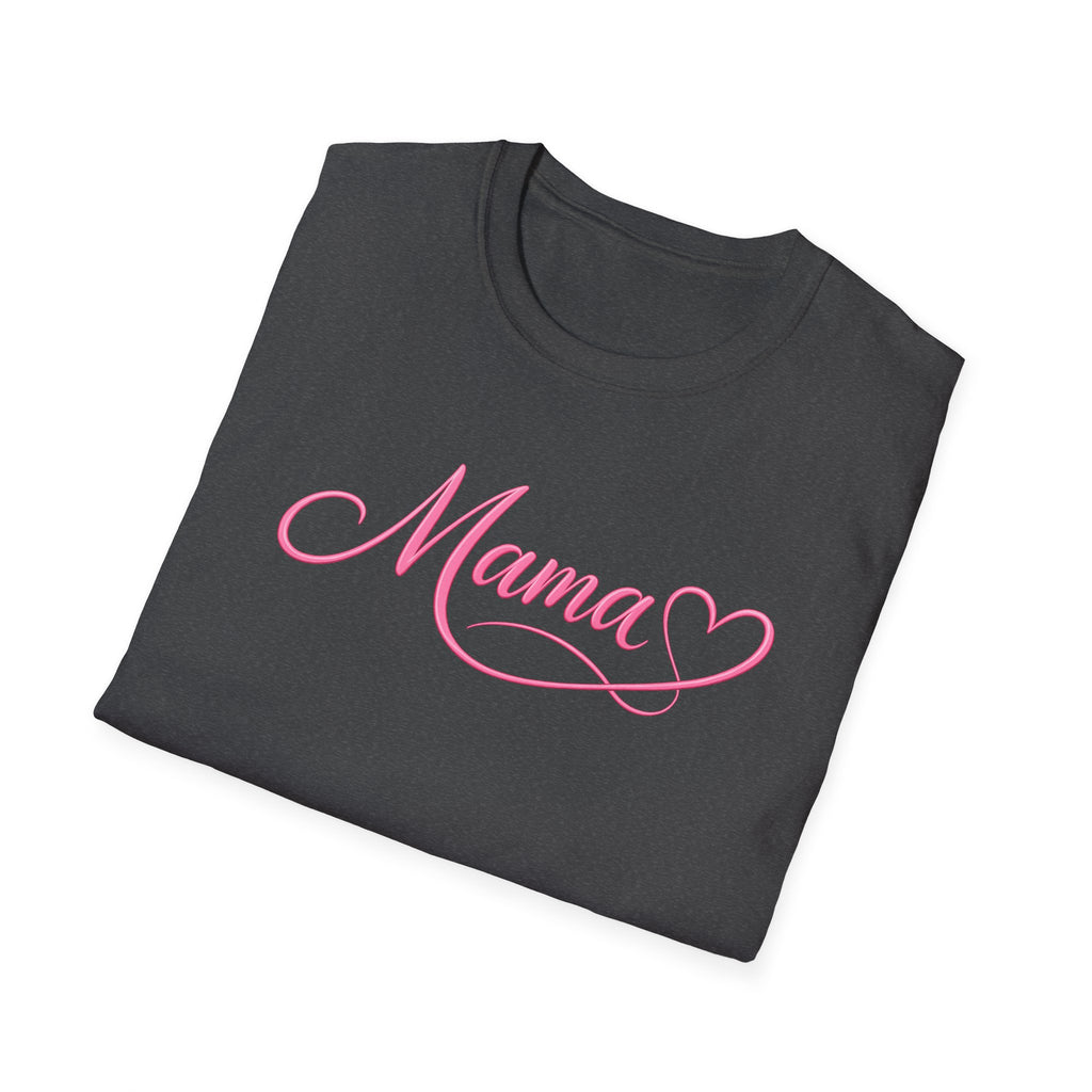 Mama Heart T-Shirt — Pink Script "Mama" Mother's Day Tee