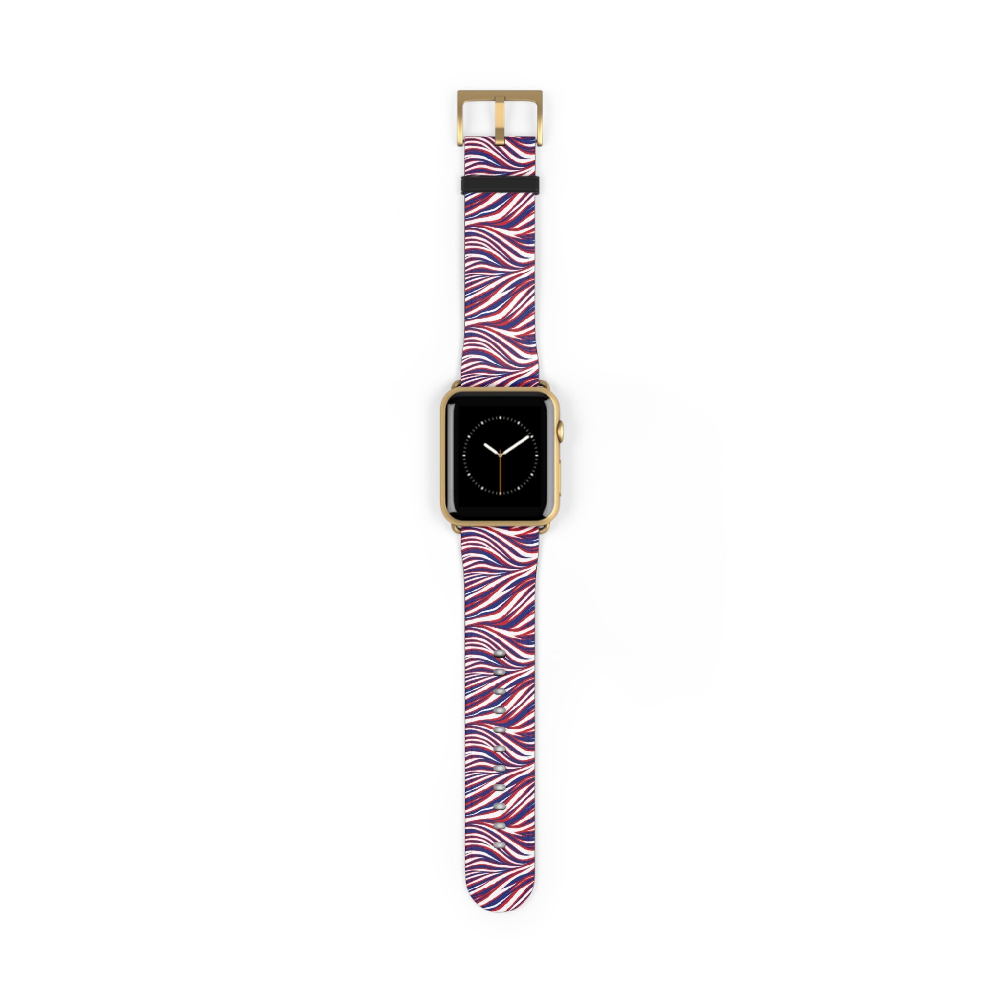 Wavy Red White Blue Pattern Watch Band — Abstract Striped Apple Watch Strap