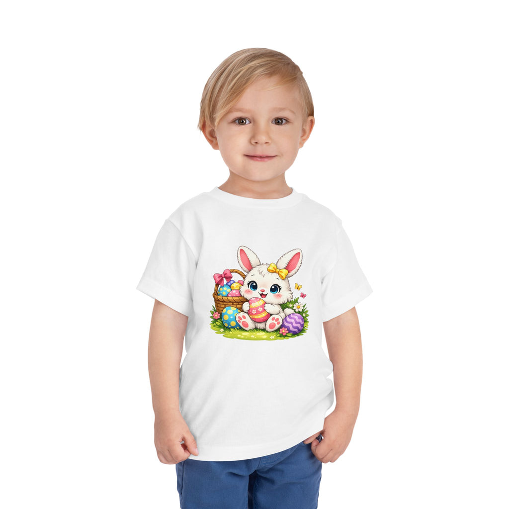 Easter Bunny Toddler Tee — Cute Baby Bunny with Easter Eggs