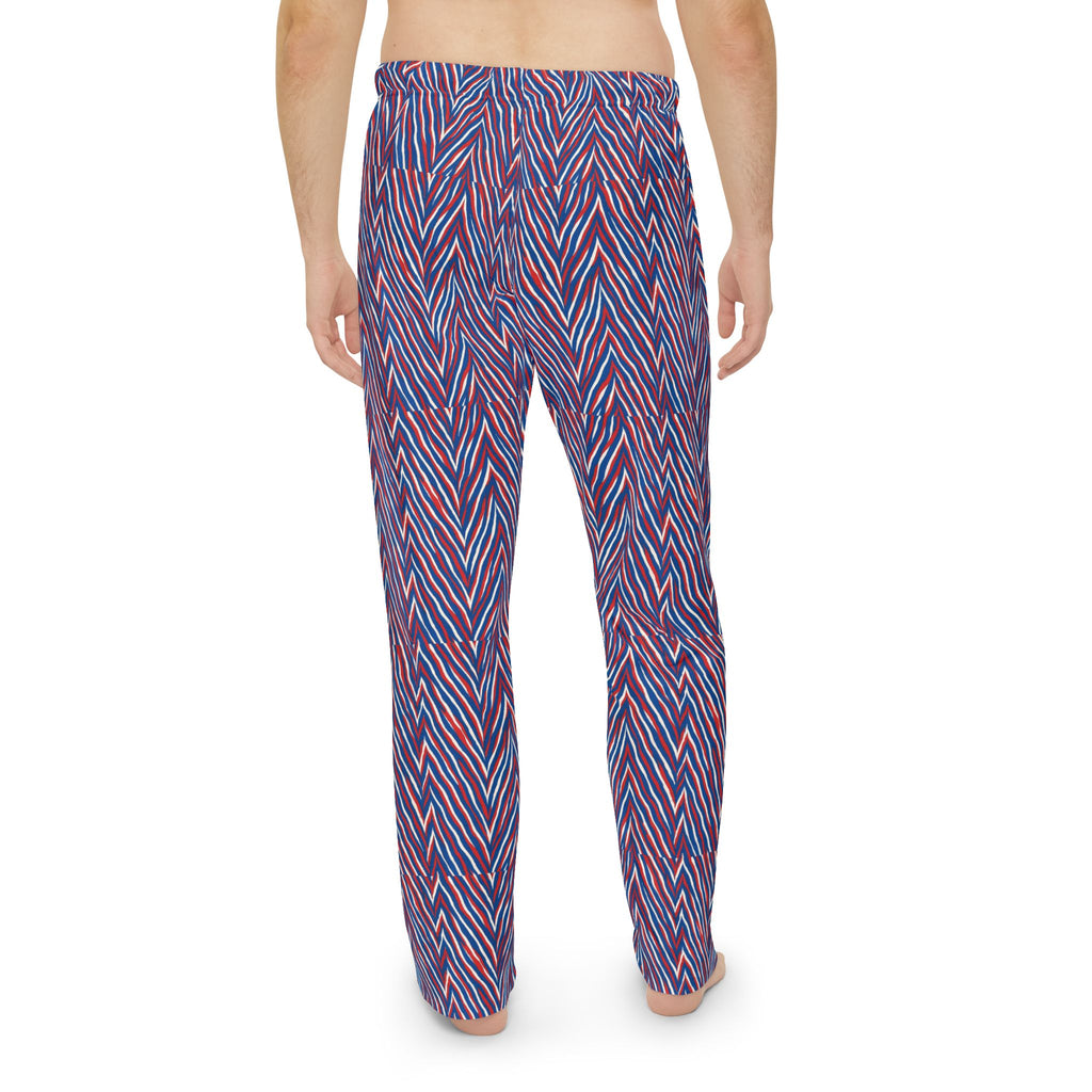 Blue Red Chevron Pattern Pajama Pants | AOP