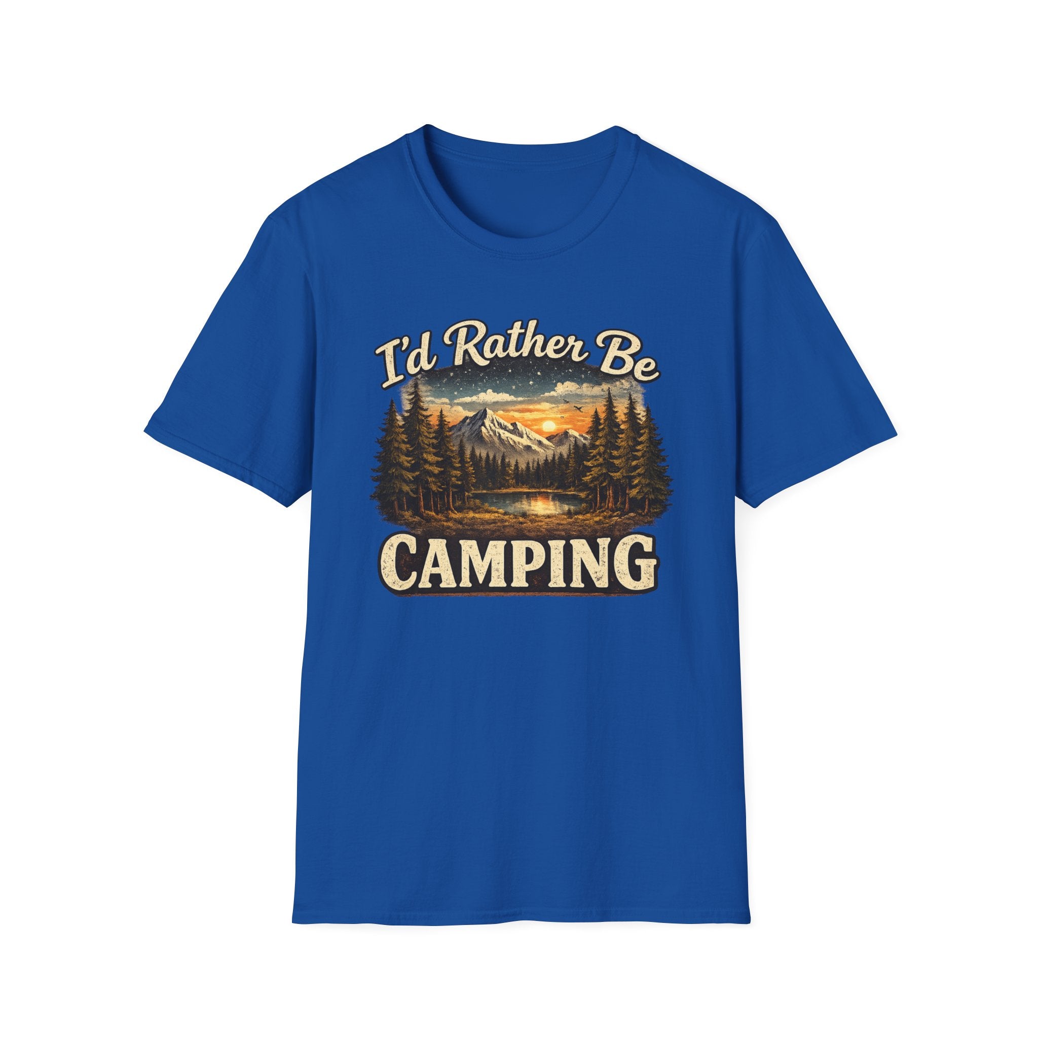 I'd Rather Be Camping T-Shirt | Mountain Forest Sunset Camping Shirt