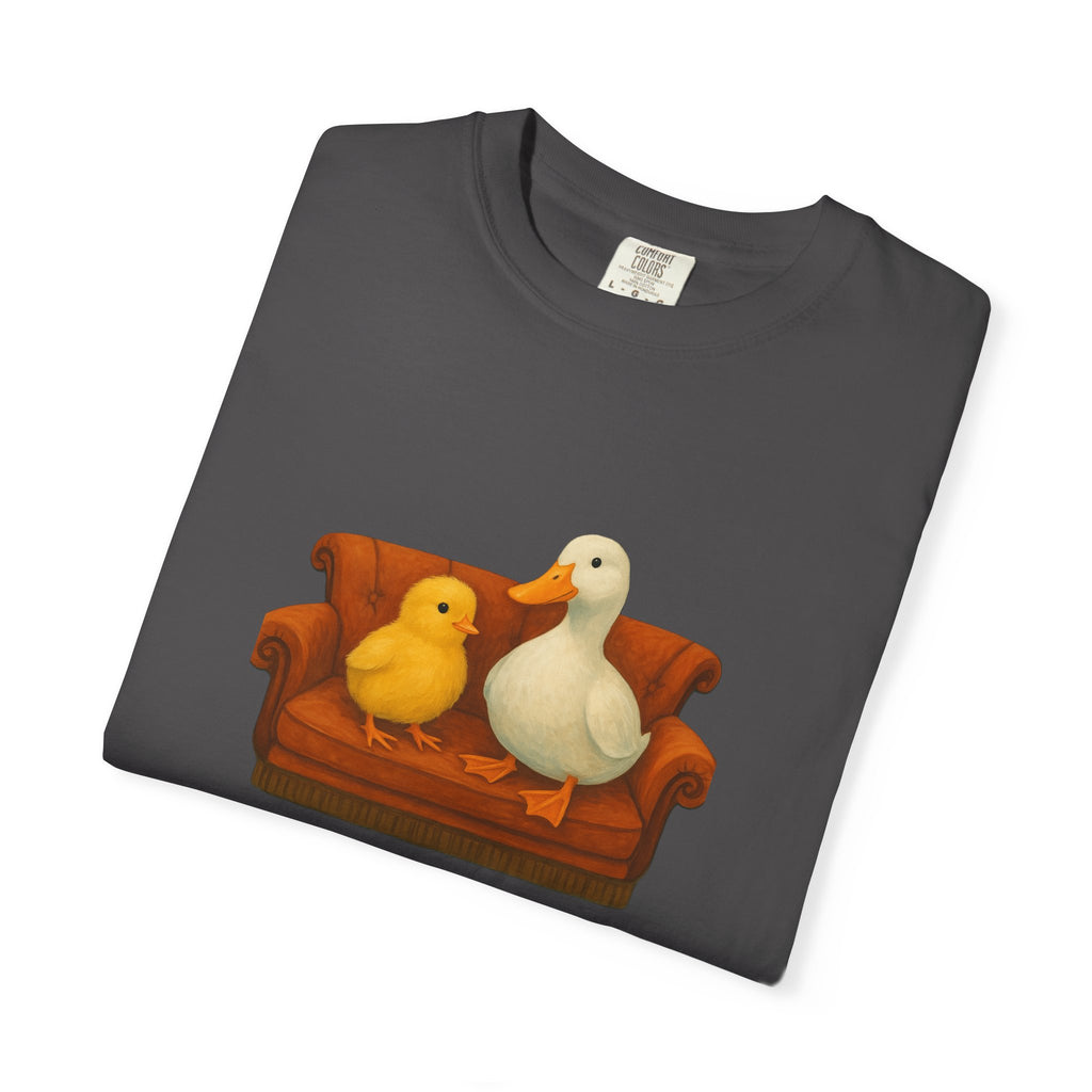 Duck and Chick on Couch T-Shirt | Cute Animal Illustration