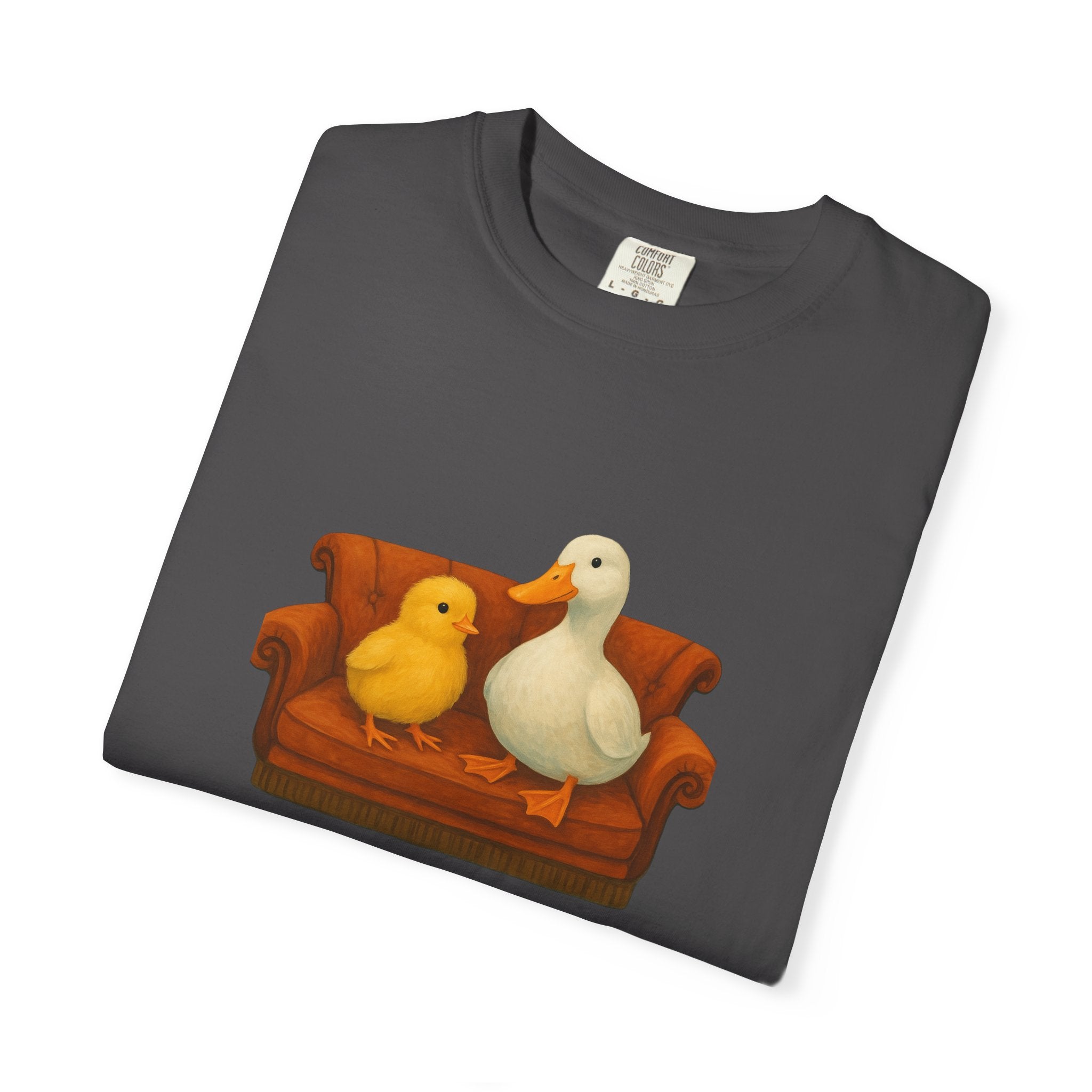 Duck and Chick on Couch T-Shirt | Cute Animal Illustration