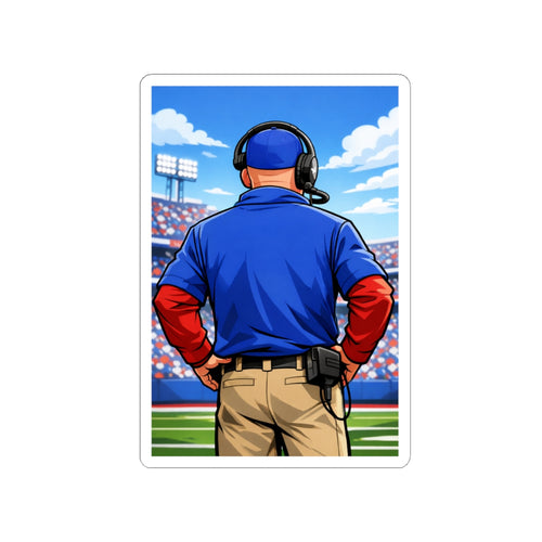 Buffalo Football Coach Illustration Stickers | Kiss-Cut Coach Sticker