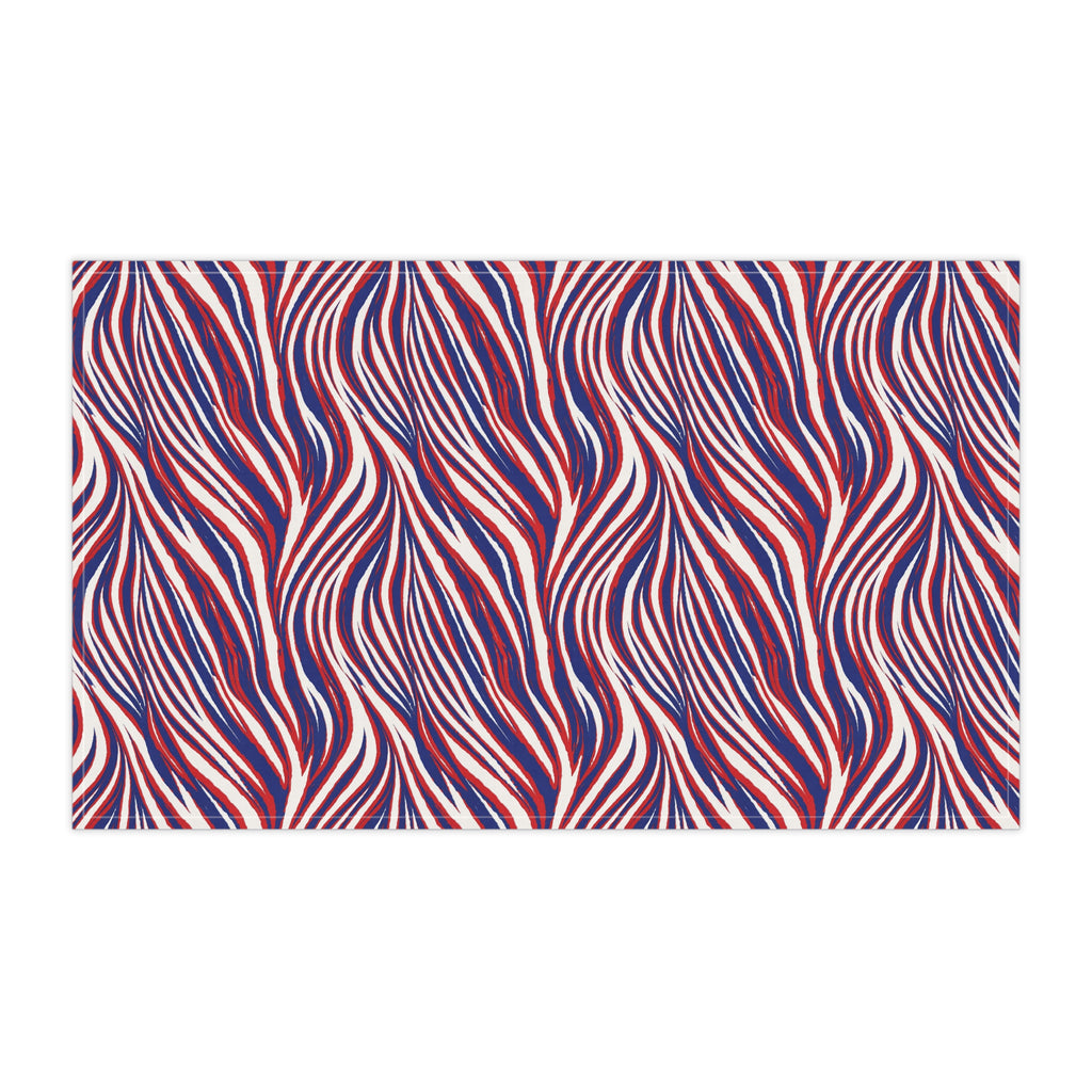 Buffalo Red White Blue Pattern Tea Towel | Striped Kitchen Towel