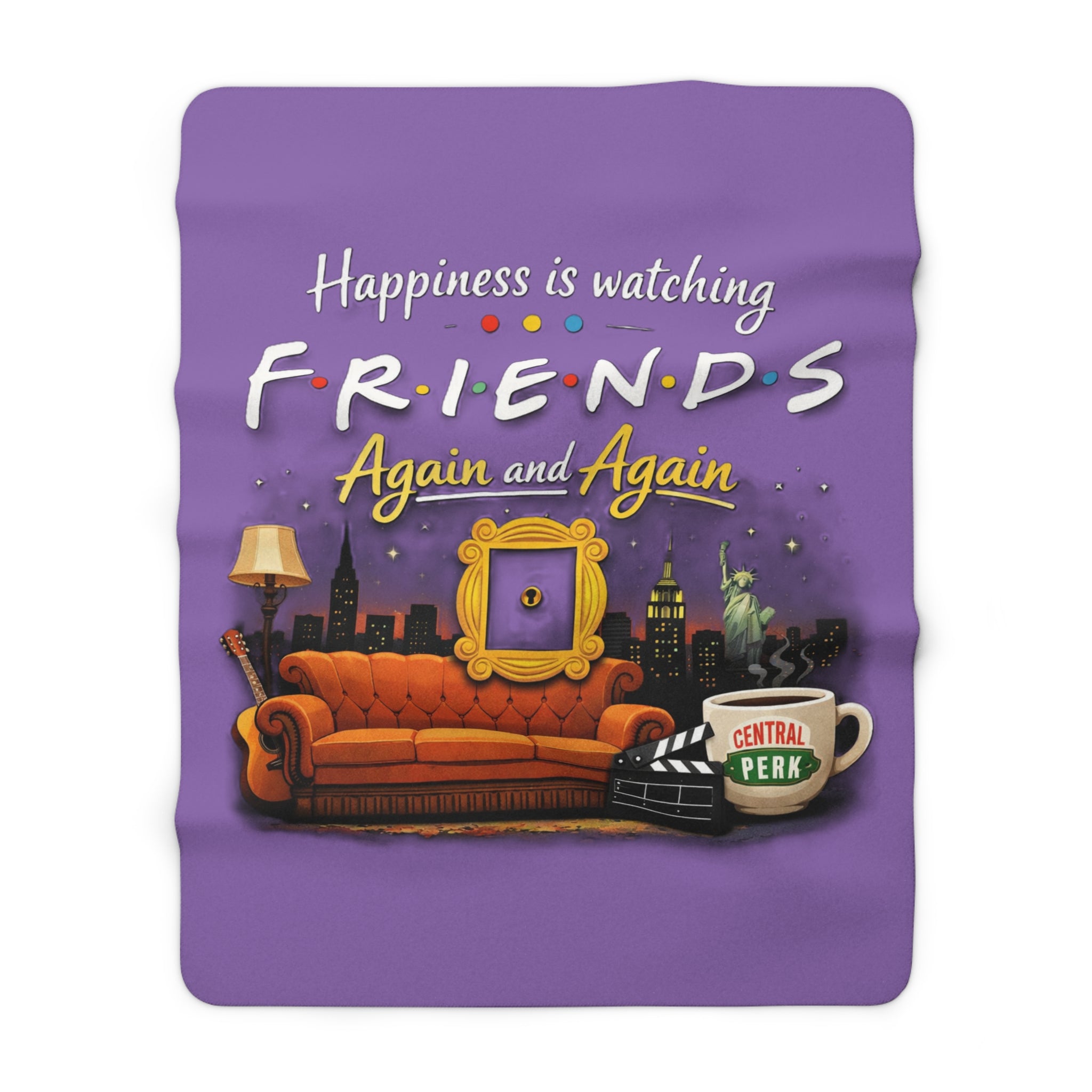 Friends TV Show Couch Sherpa Fleece Blanket | Central Perk
