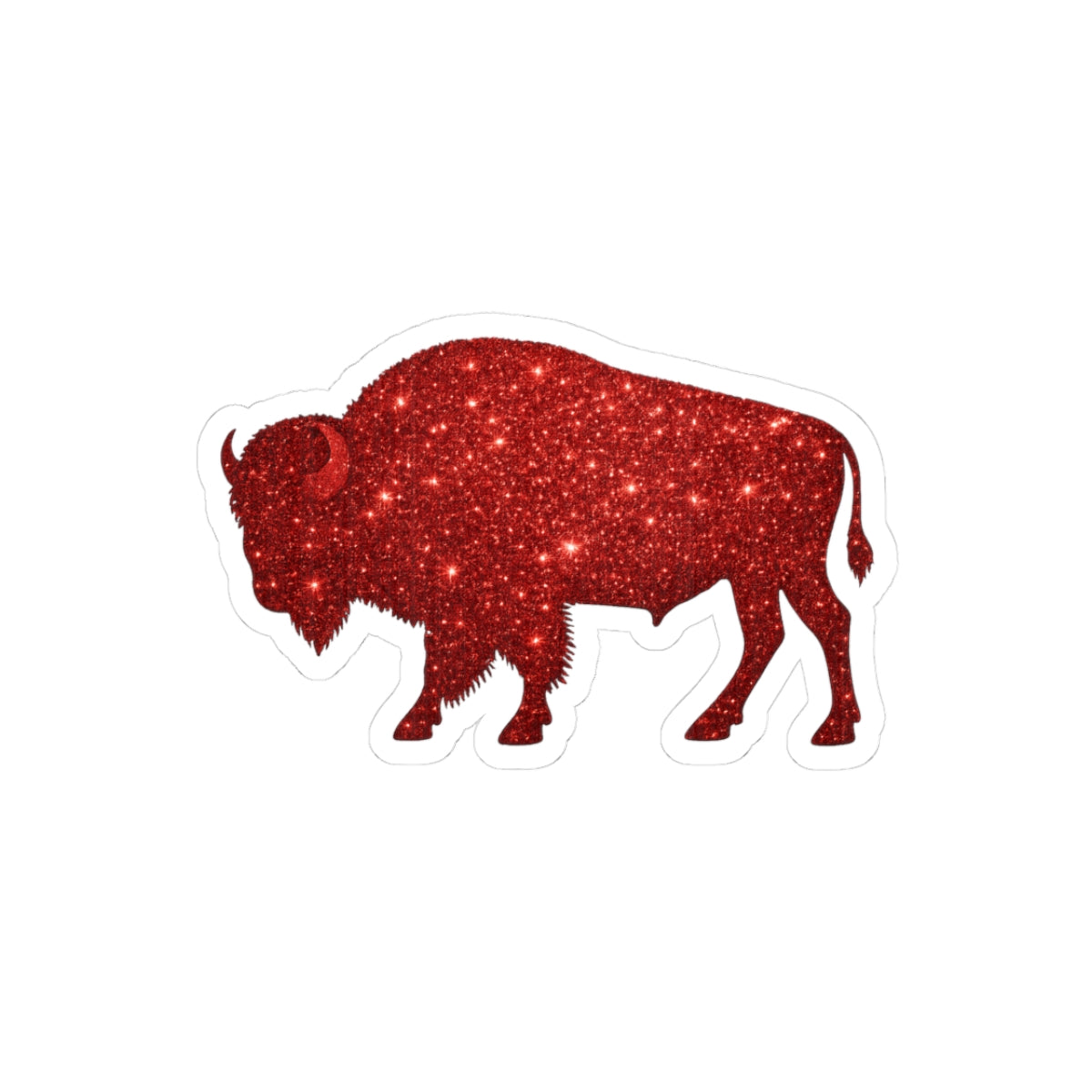 Red Glitter Buffalo Sticker | Kiss-Cut Vinyl Decal, Laptop Sticker